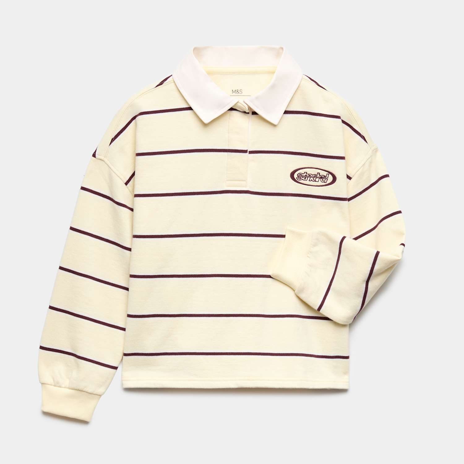 M&S Girls Pure Cotton Striped Rugby Sweatshirt (6-16 Yrs) - 10-11 Years - Yellow Mix