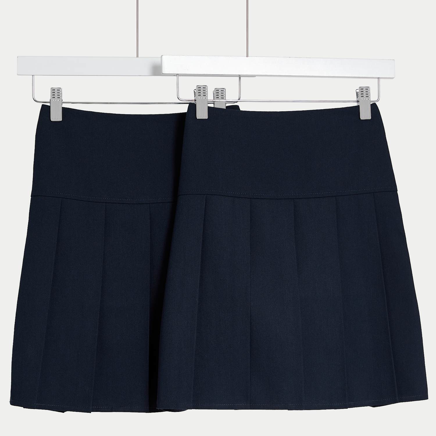 M&S Girls 2 Pack Pleated School Skirts (2-18 Yrs) - 12-13 Years - Navy