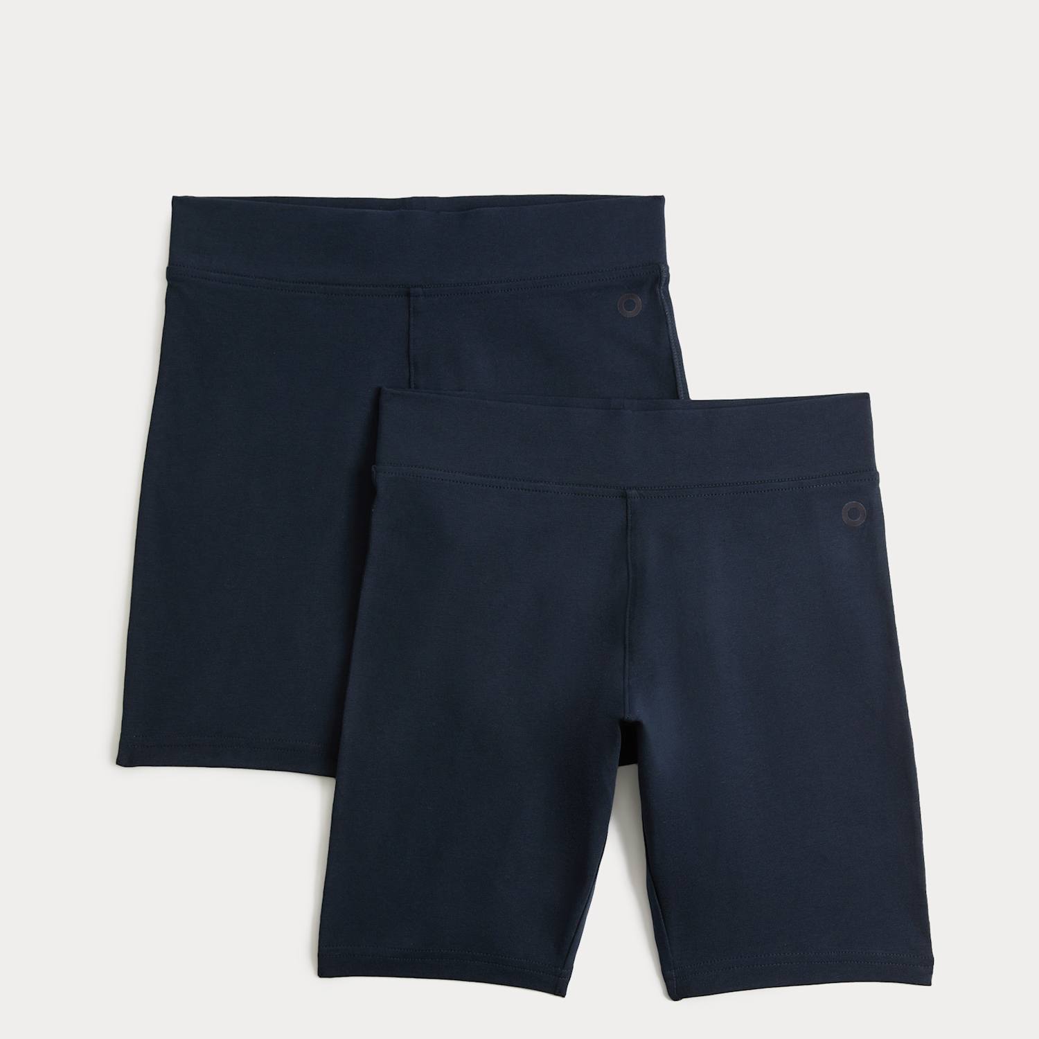 Goodmove Girls 2 Pack Cotton Rich School Cycling Shorts (2-16 Yrs) - 15-16 Years - Navy Mix