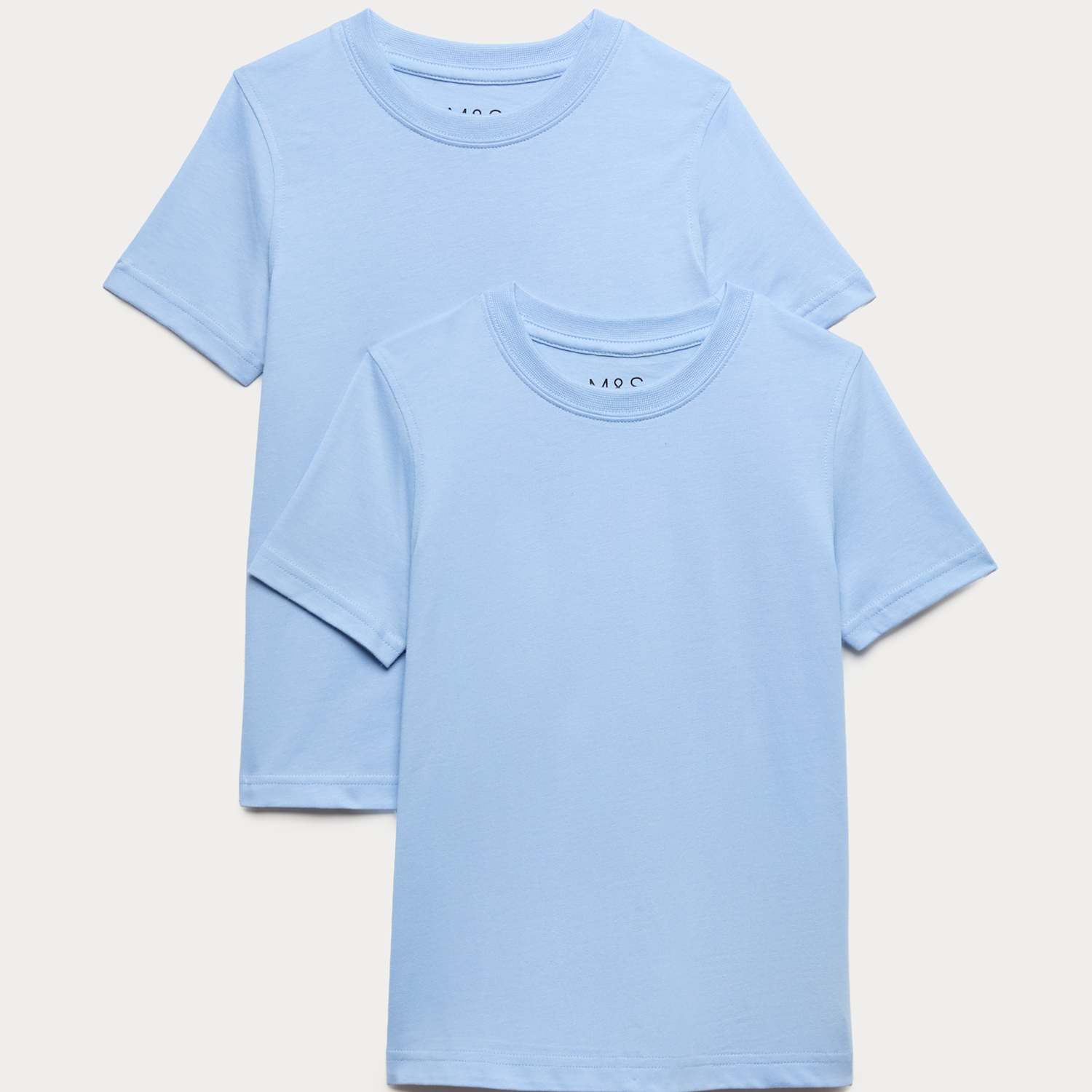 M&S Boys 2 Pack Pure Cotton School T-Shirts (2-16 Yrs) - 2-3 Years - Pale Blue
