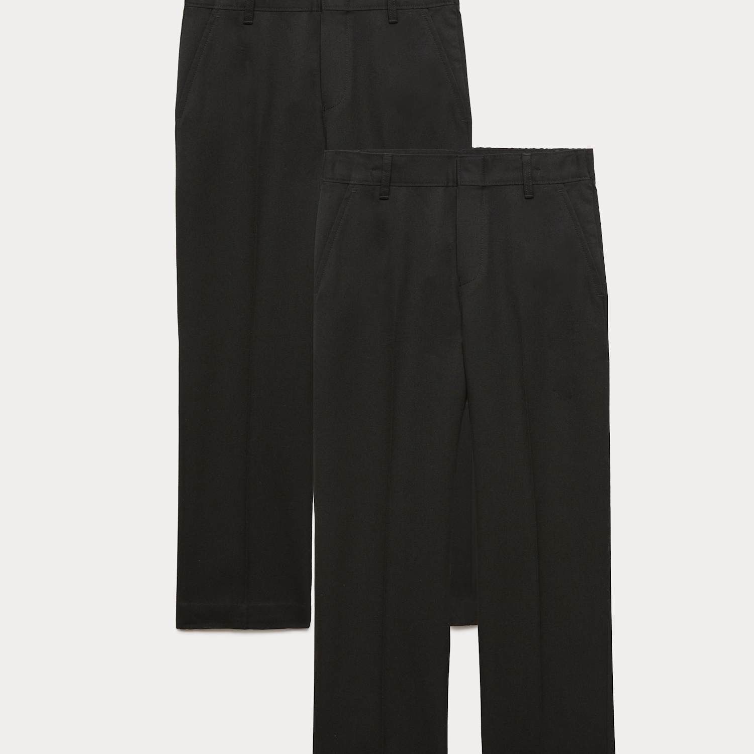 M&S Boys 2 Pack Easy Dressing School Trousers (3-18 Yrs) - 3-4 Years - Black