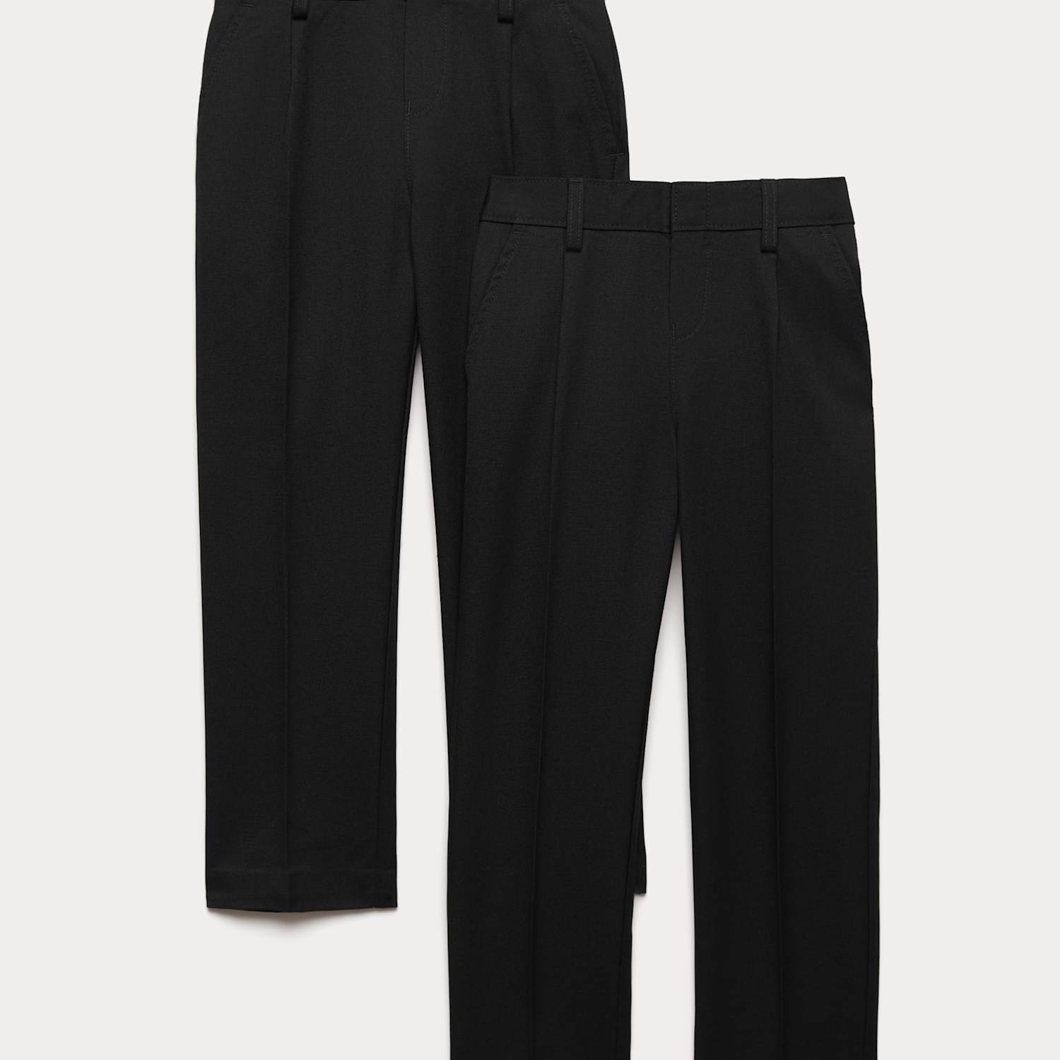 M&S Boys 2 Pack Pleat Front Trousers (2-18 Yrs) - 2-3 Years - Black