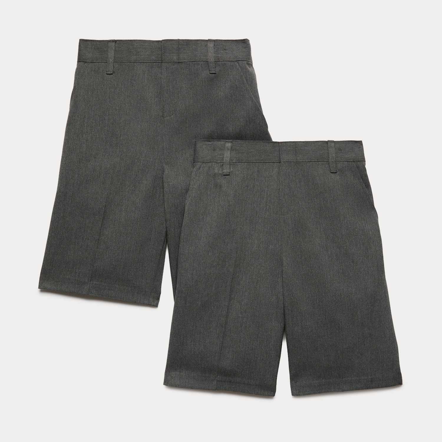 M&S Boys 2 Pack Easy Dressing School Shorts (3-15 Yrs) - 3-4 Years - Grey