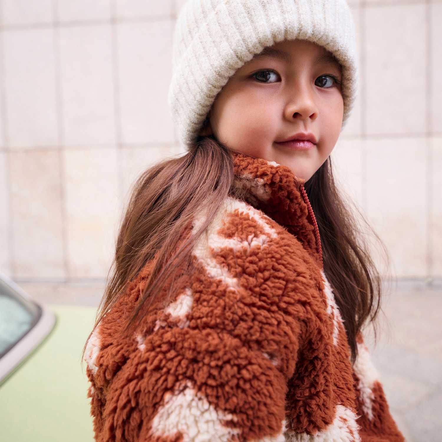 M&S Girls Horse Print Borg Jacket (2-10 Yrs) - 3-4 Years - Rust
