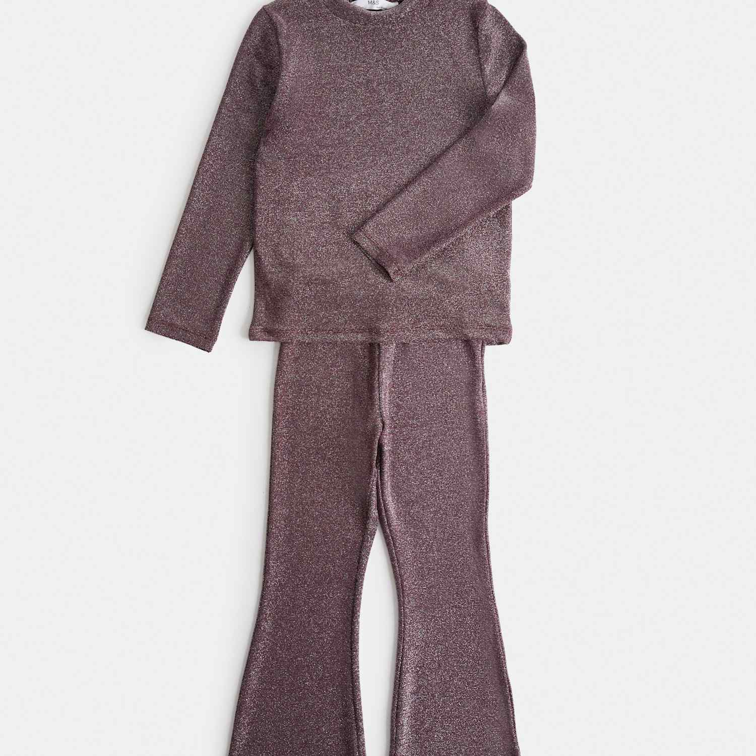 M&S Girls 2 Piece Glitter Outfit (2-10 Yrs) - 2-3 Years - Purple