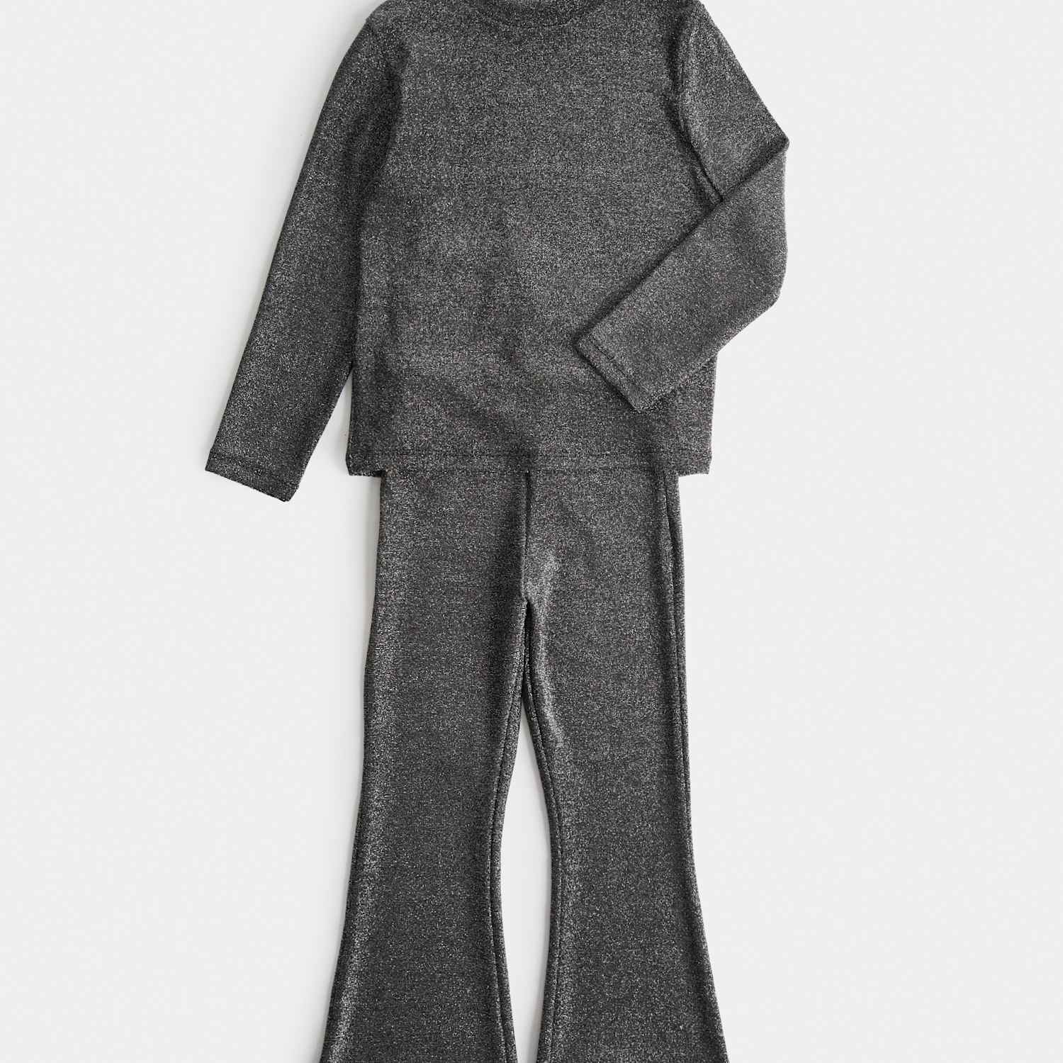 M&S Girls 2 Piece Glitter Outfit (2-10 Yrs) - 2-3 Years - Grey
