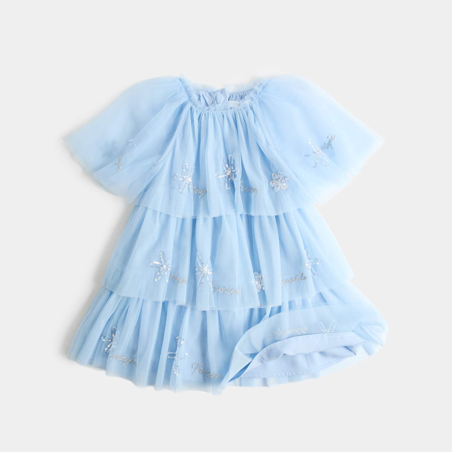 M&S Girls Disney Frozen Sequin Tiered Dress (2-8 Yrs) - 2-3 Years - Light Blue