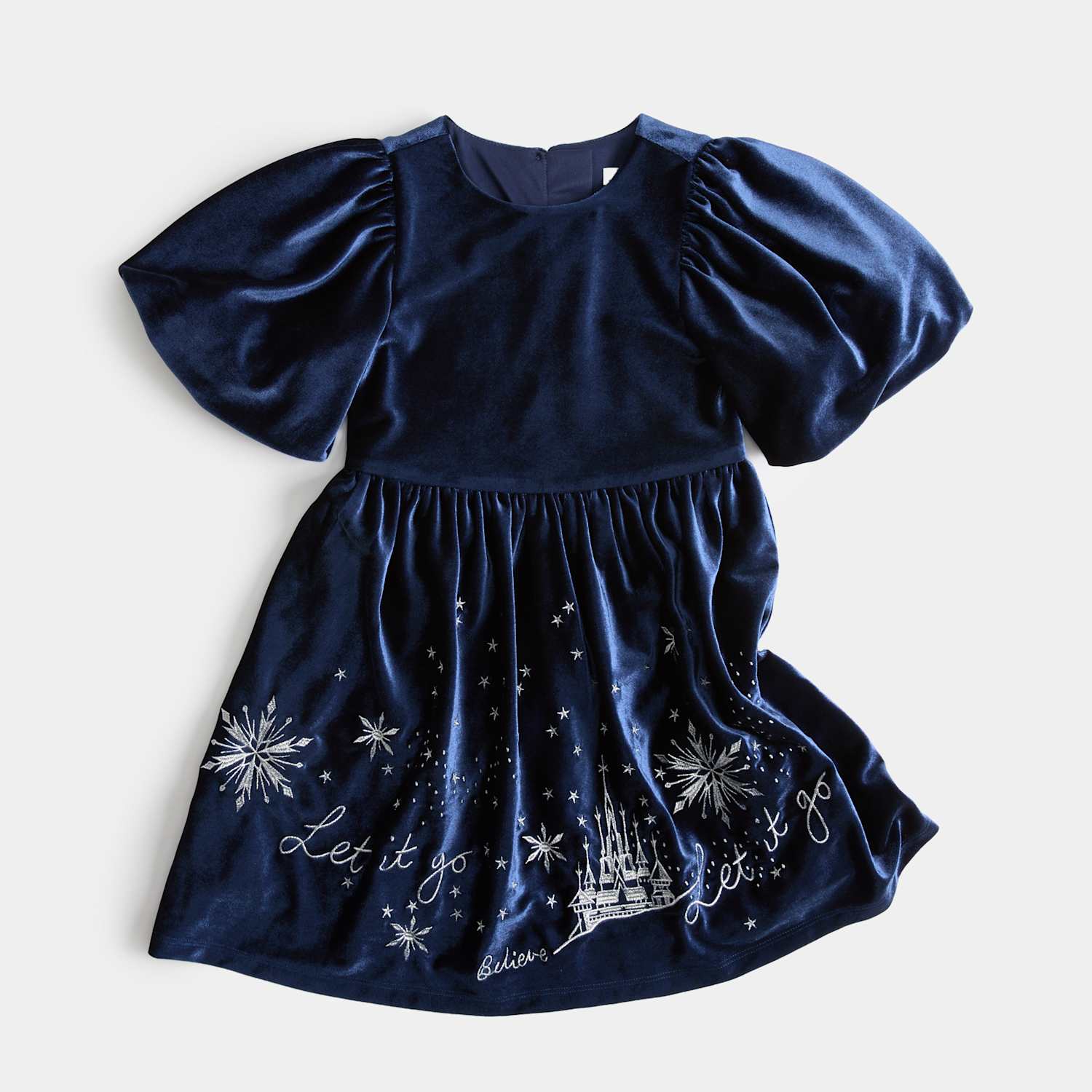 M&S Girls Velvet Disney Frozen Dress - 2-3 Years - Navy