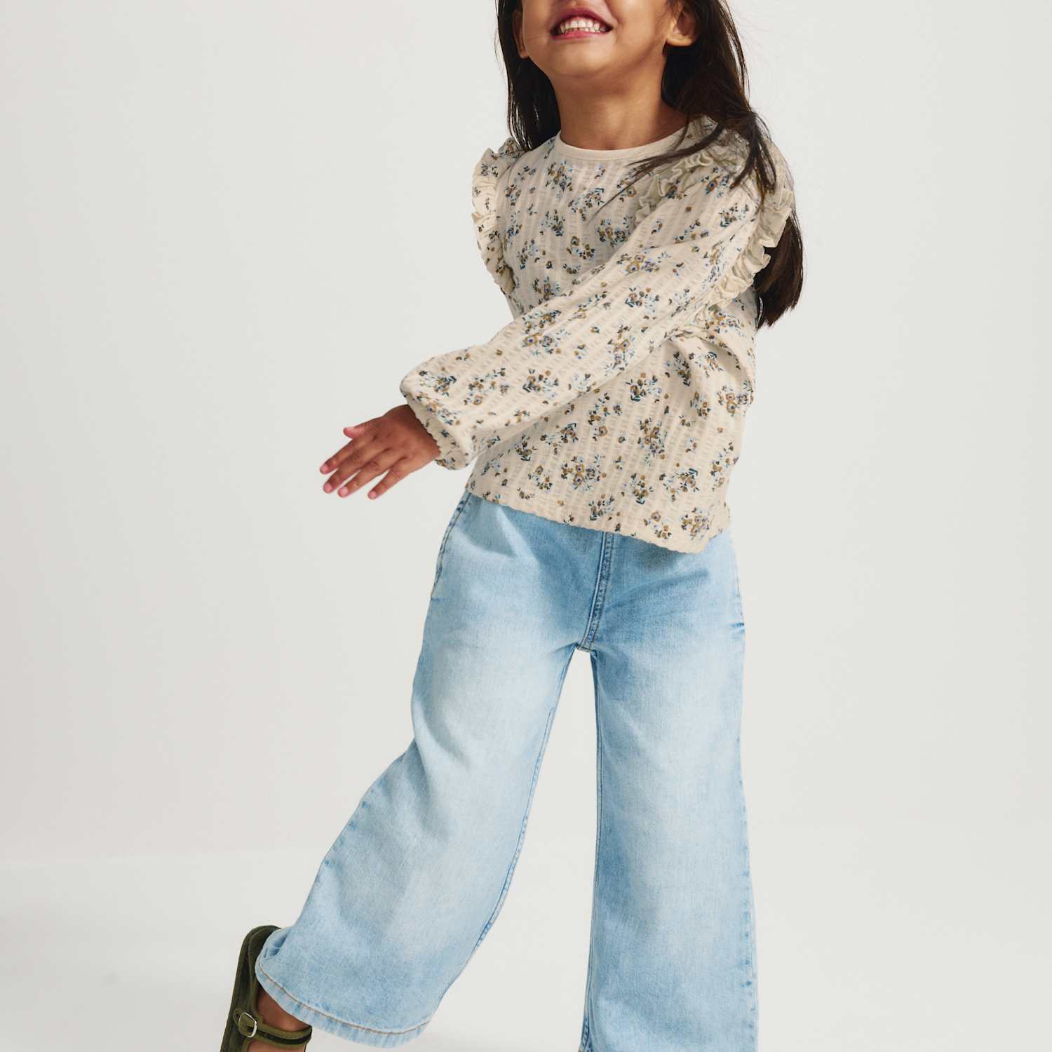 M&S Girls Pure Cotton Jersey Floral Blouse (2-8 Yrs) - 2-3 Years - Multi