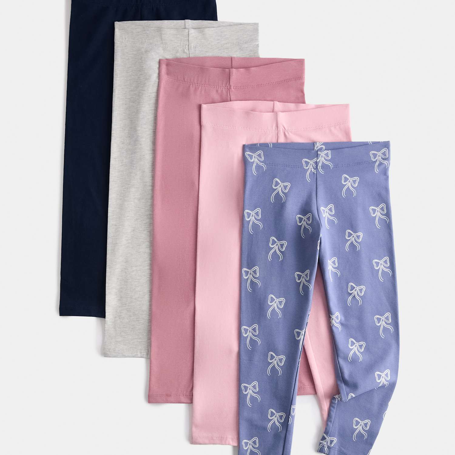 M&S Girls 5 Pack Cotton Rich Leggings (2-10 Yrs) - 5-6 Years - Blue Mix