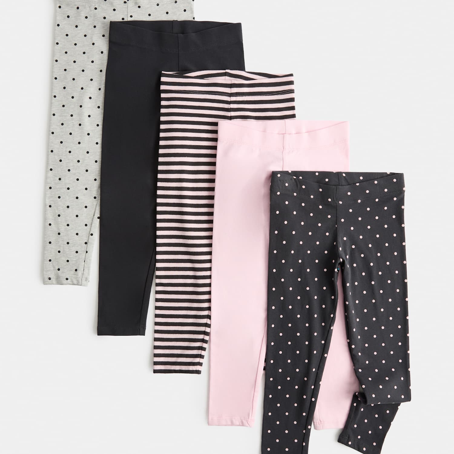 M&S Girls 5 Pack Cotton Rich Patterned Leggings (2-10 Yrs) - 5-6 Years - Blossom