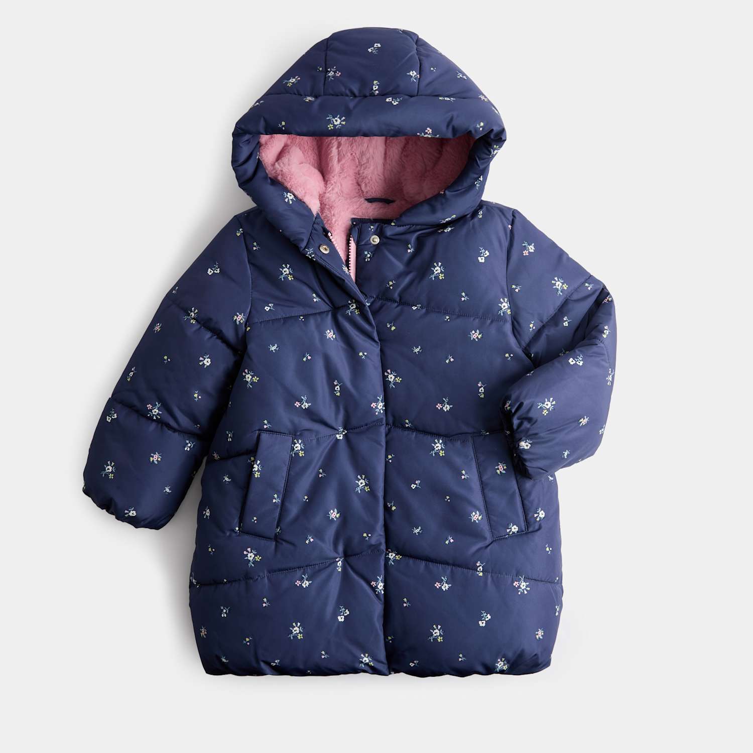 M&S Girls Ditsy Padded Coat (2-8 Yrs) - 4-5 Years - Blue Mix