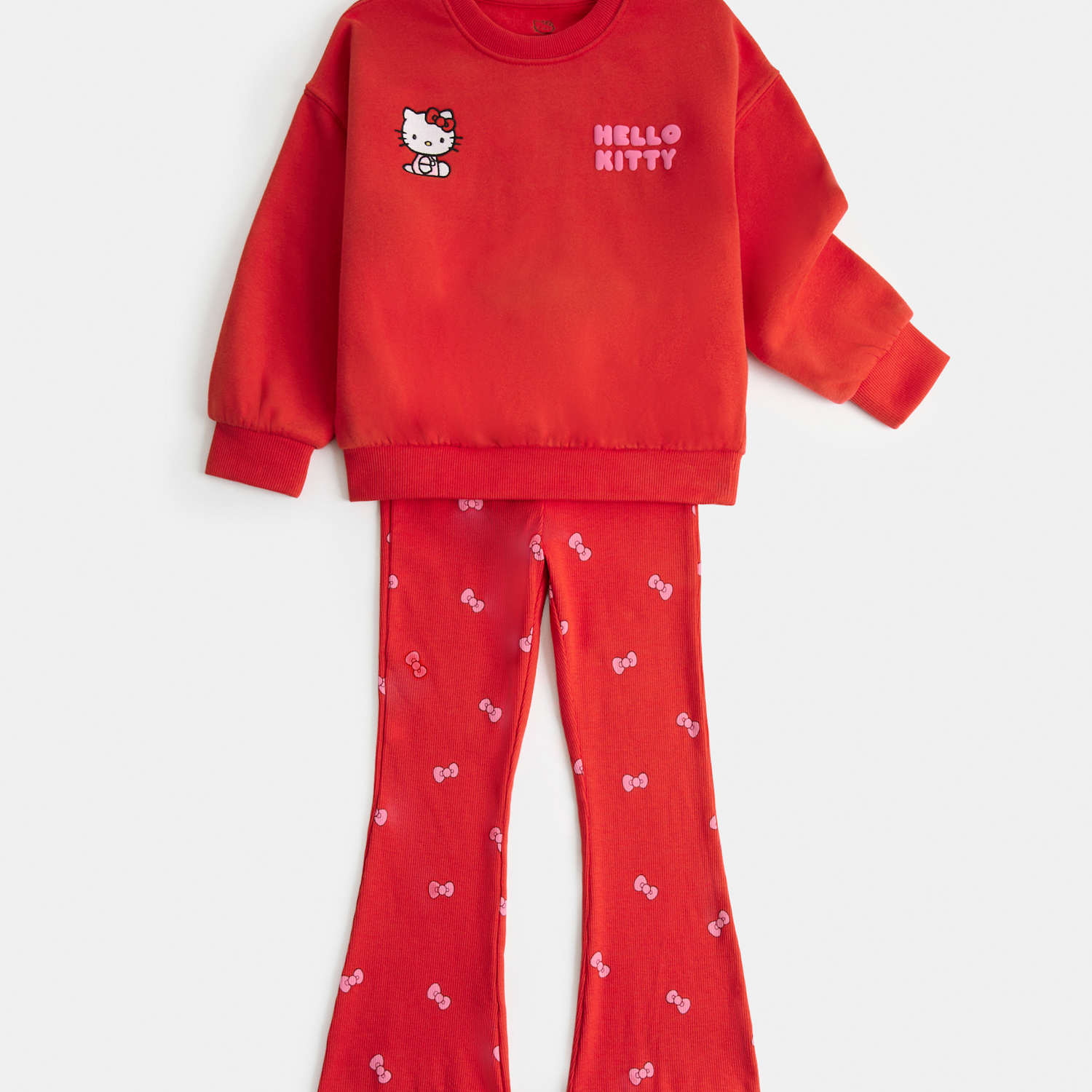 M&S Girls Cotton Rich Hello Kitty Top & Bottom Outfit - 6-7 Years - Red Mix