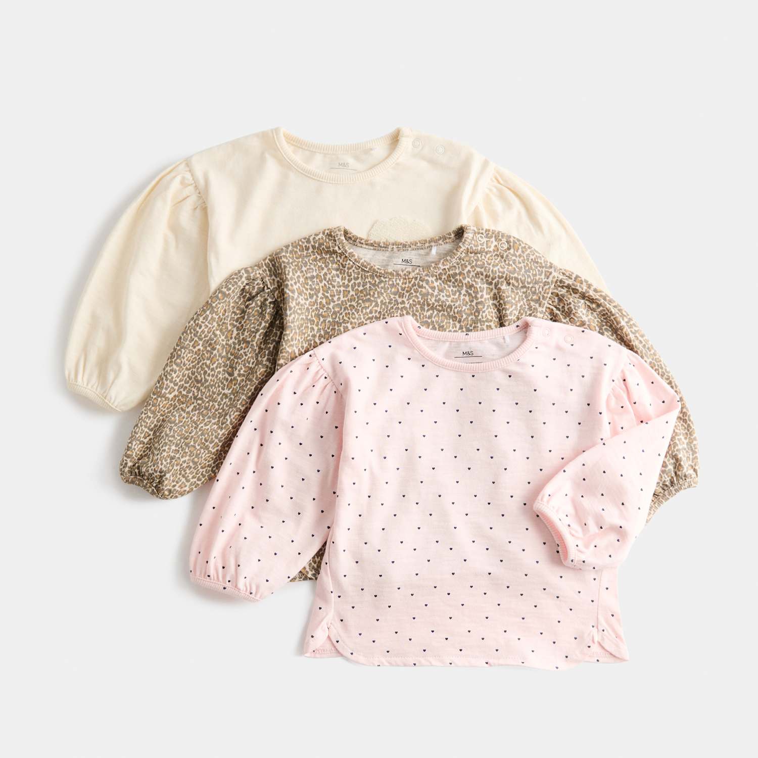 M&S Girls 3 Pack Pure Cotton Printed Tops (0-5 Yrs) - 3-6 Months - Multi