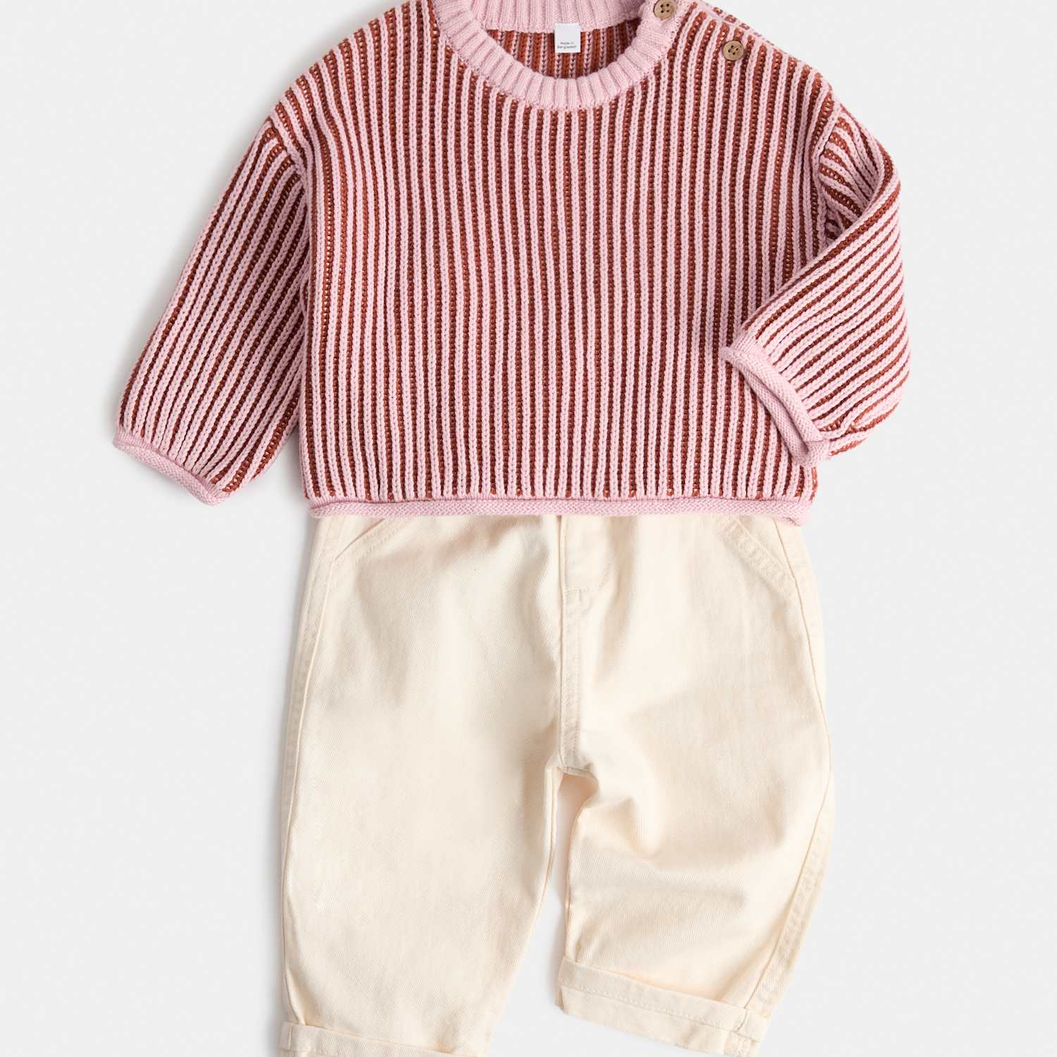 M&S Girls 2 Piece Pure Cotton Knitted Jeans Outfit (0-5 Yrs) - 2-3 Years - Pink Mix
