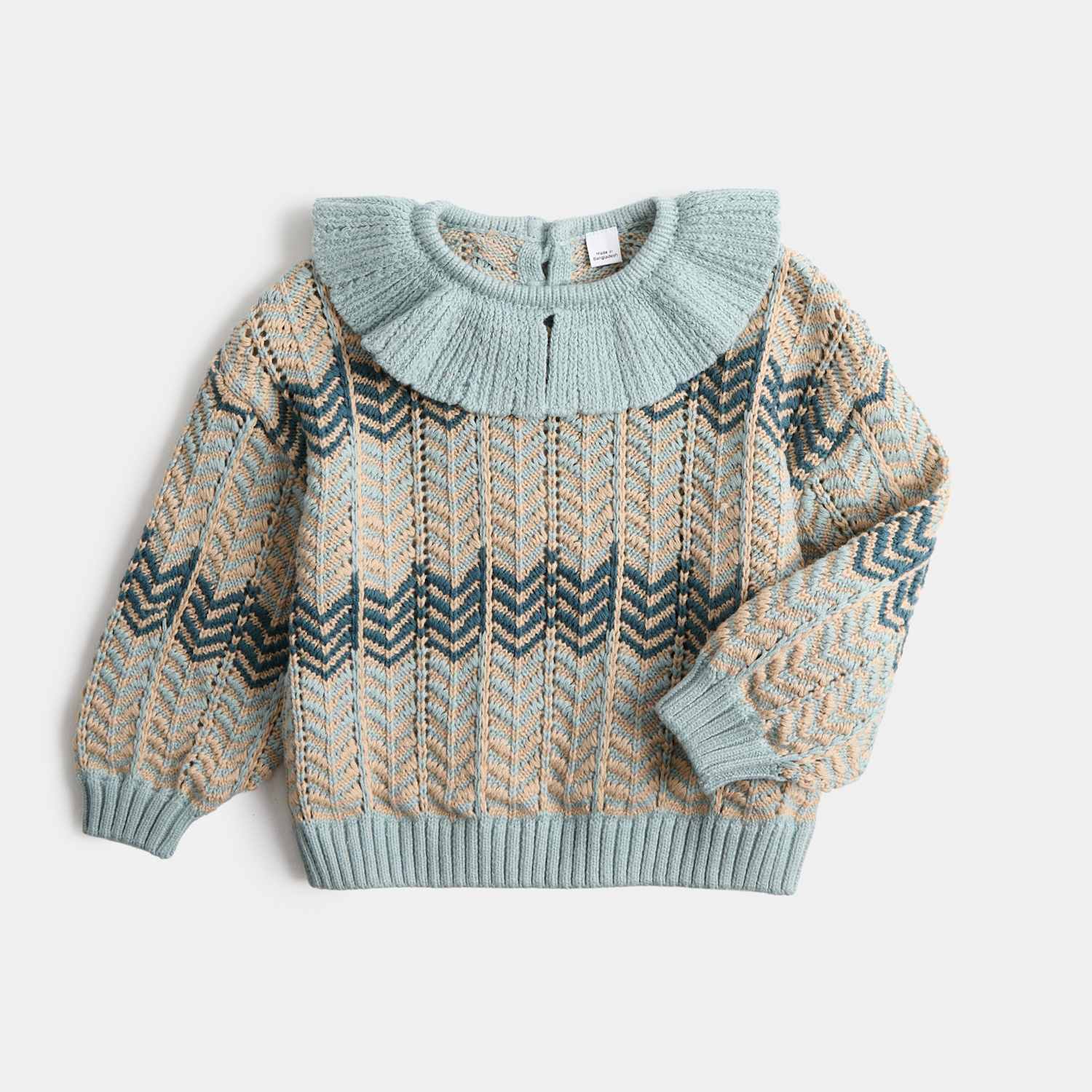 M&S Girls Pure Cotton Collared Knitted Jumper (0-5 Yrs) - 4-5 Years - Blue Mix