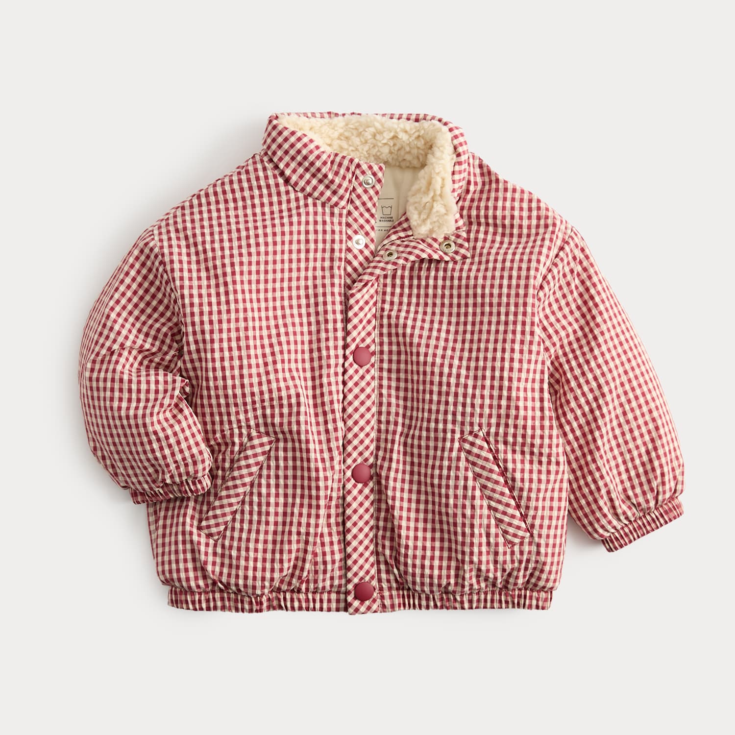 M&S Boys Gingham Midweight Padded Coat (0-5 Yrs) - 2-3 Years - Red Mix