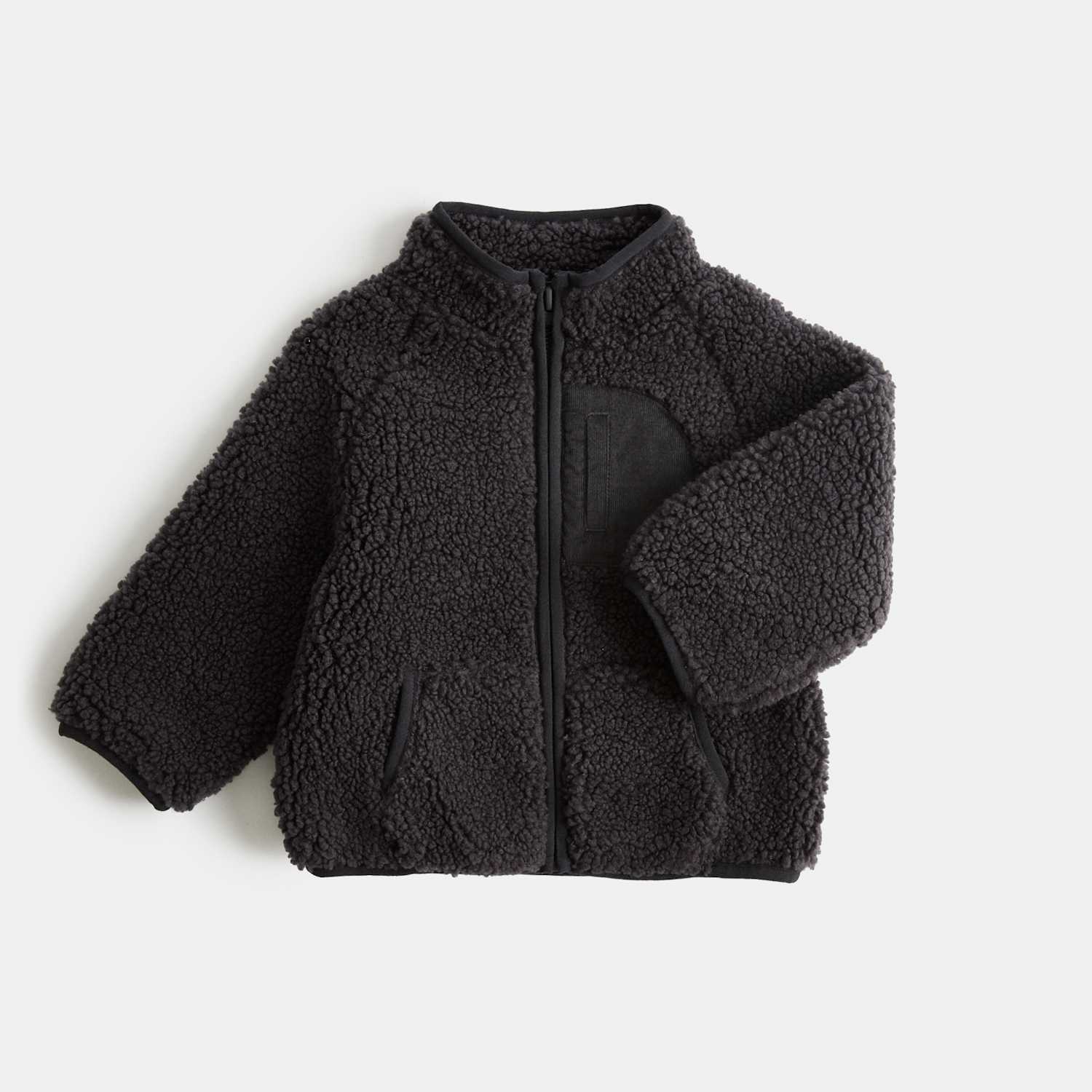 M&S Boys Funnel Neck Borg Jacket (0-5 Yrs) - 0-3 Months - Carbon