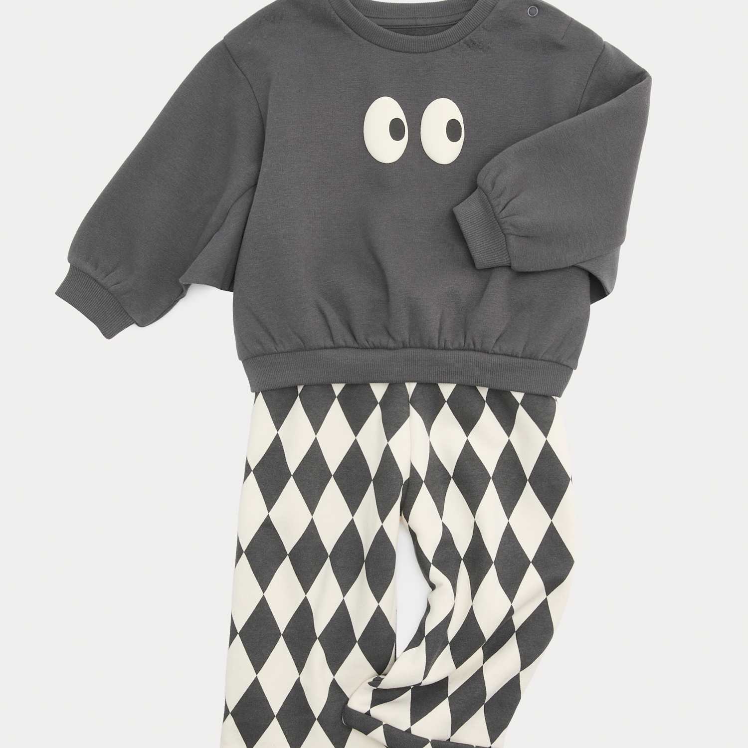 M&S Boys Cotton Rich Top & Bottom Outfit (0-5 Yrs) - 4-5 Years - Black Mix
