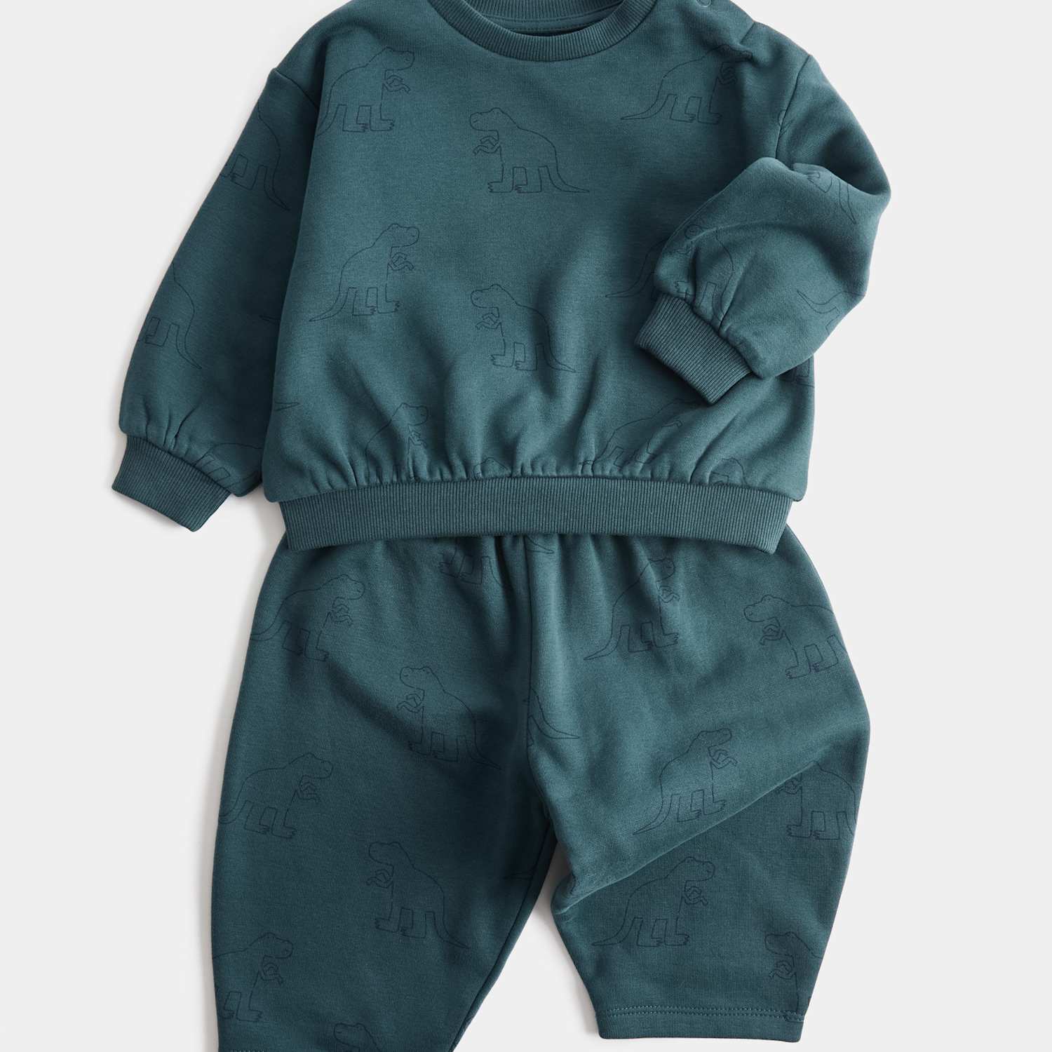 M&S Boys 2 Piece Dino Sweat Outfit (0-5 Yrs) - 4-5 Years - Blue Mix