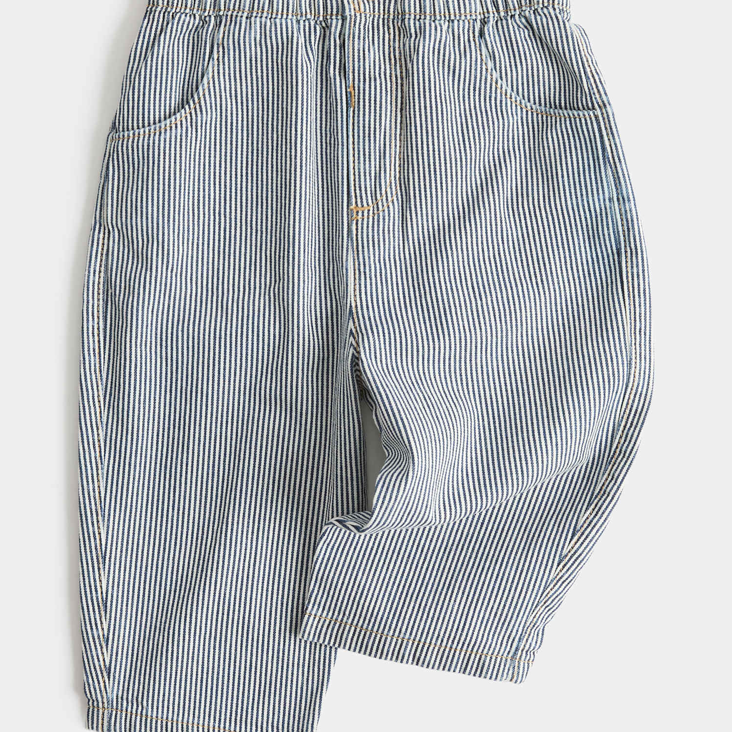 M&S Boys Pure Cotton Ticking Stripe Trousers (0-5 Yrs) - 4-5 Years - Navy Mix