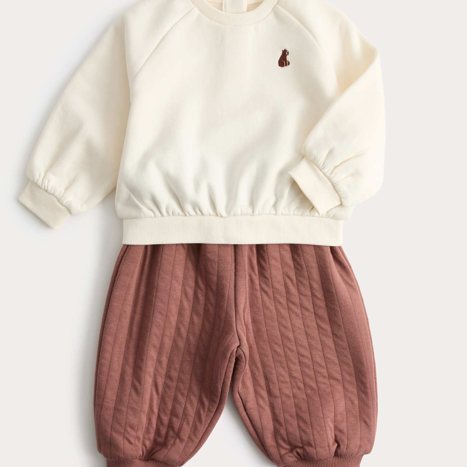 M&S Boys Jersey Sweat & Jogger Outfit (0-5 Yrs) - 2-3 Years - Brown Mix