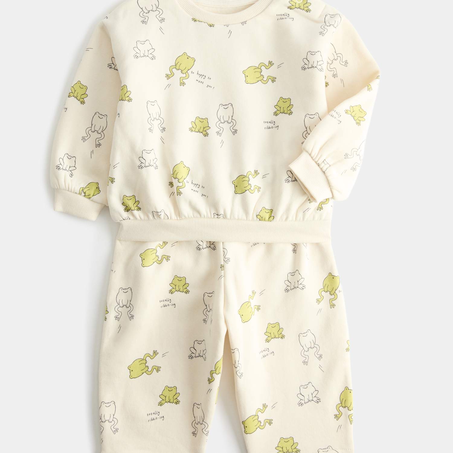 M&S Boys Cotton Rich Frog Print Outfit (0-5 Yrs) - 18-24 Months - Ivory Mix