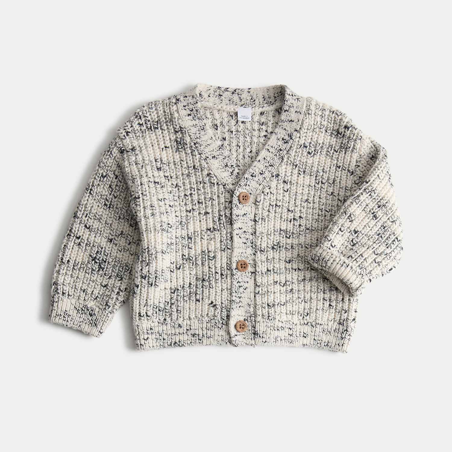 M&S Boys Pure Cotton Ribbed Knitted Cardigan (0-6 Yrs) - 4-5 Years - Grey Mix