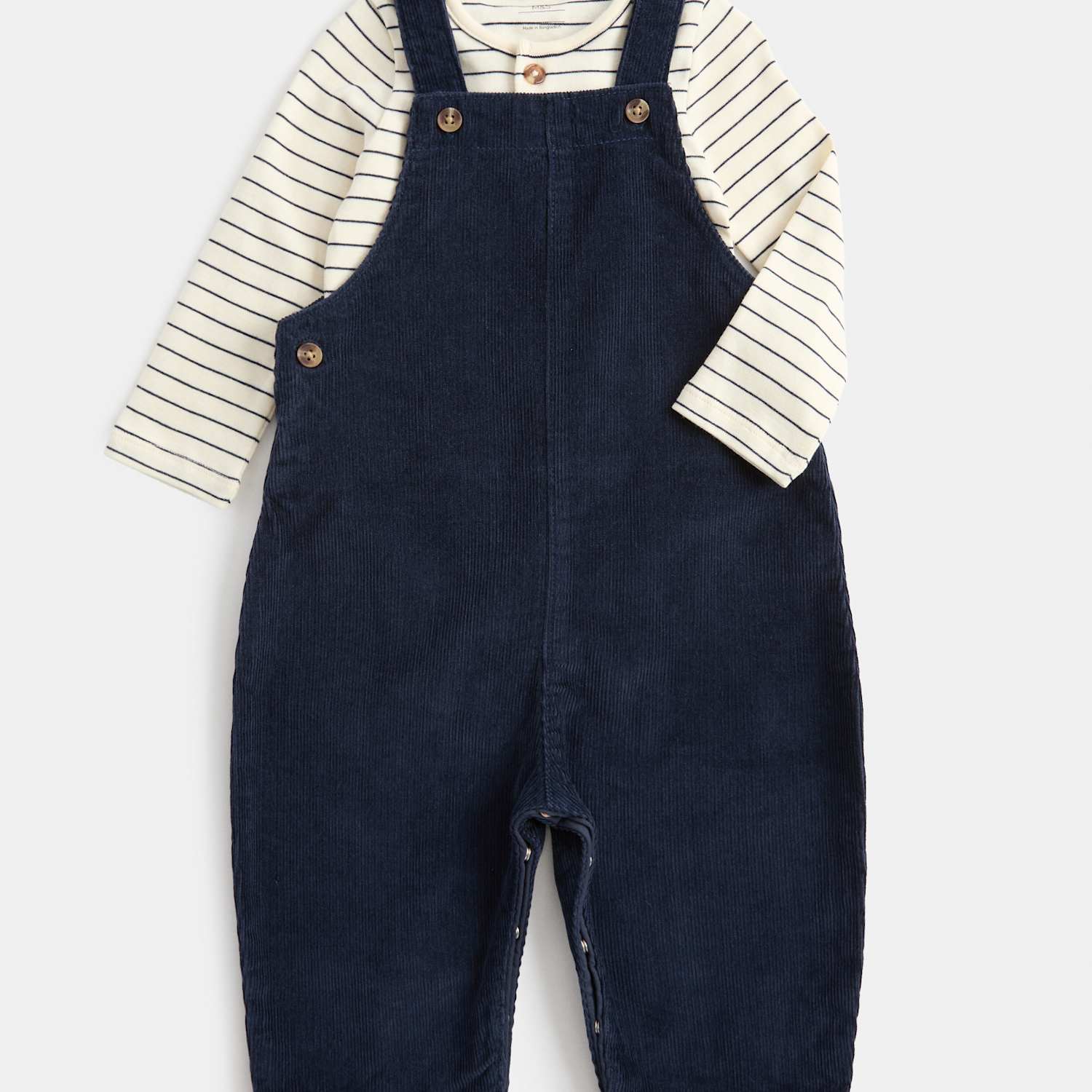 M&S Boys Pure Cotton Dungaree (0-3 Yrs) - 2-3 Years - Navy