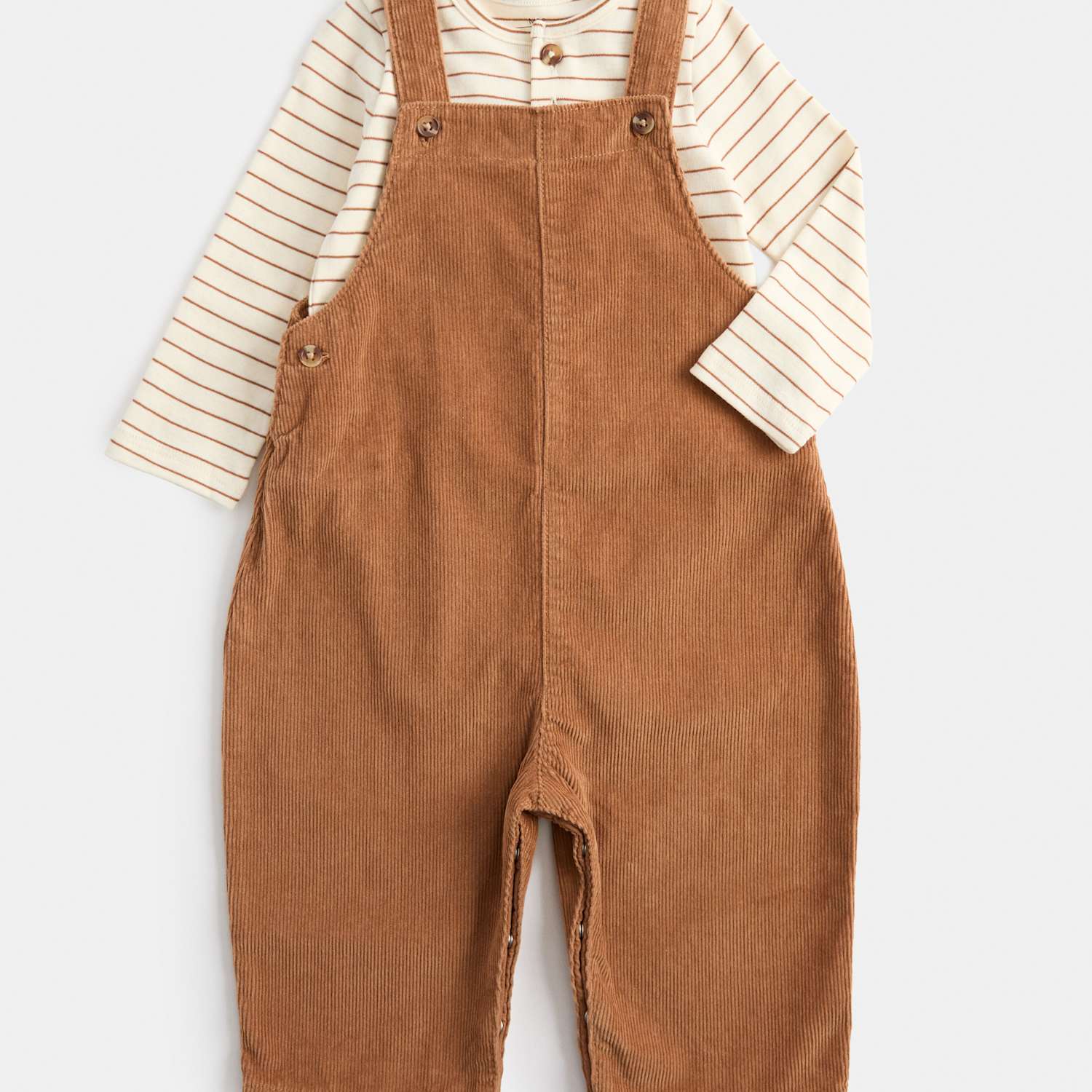 M&S Boys Pure Cotton Dungaree (0-3 Yrs) - 3-6 Months - Tan