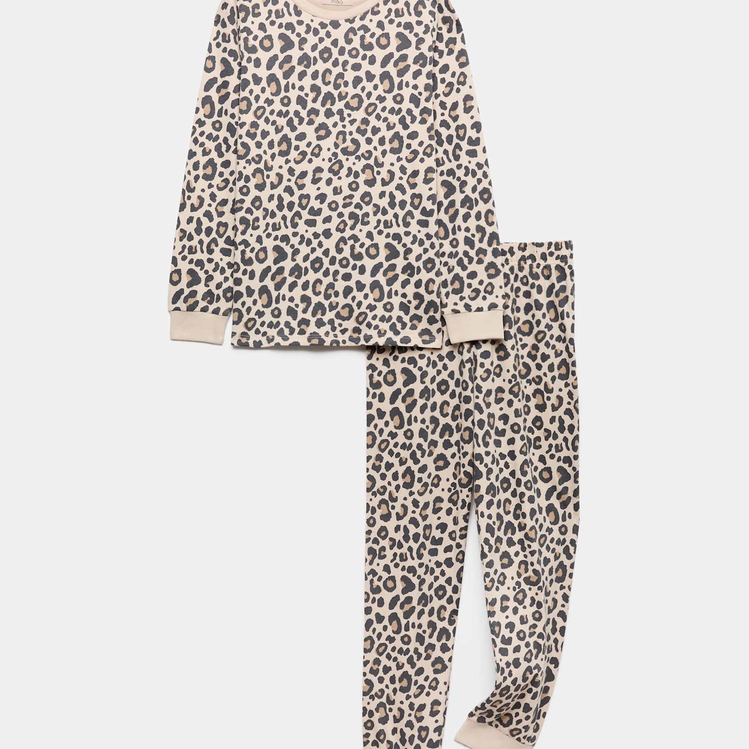 M&S Girls Pure Cotton Leopard Print Pyjamas (12 Mths - 16 Yrs) - 12-13 Years - Neutral