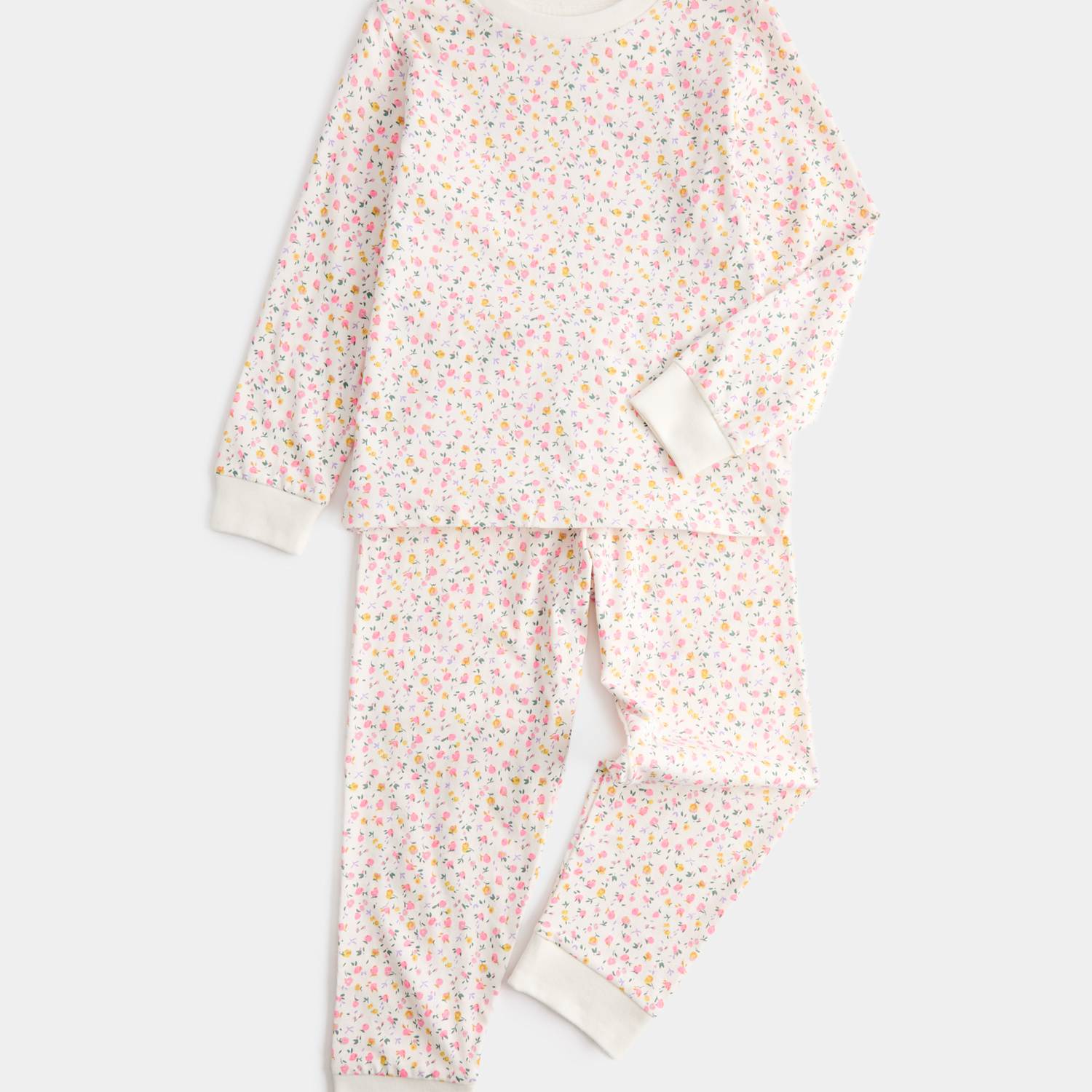 M&S Girls Pure Cotton Ditsy Floral Pyjamas (1-16 Yrs) - 4-5 Years - Pink Mix