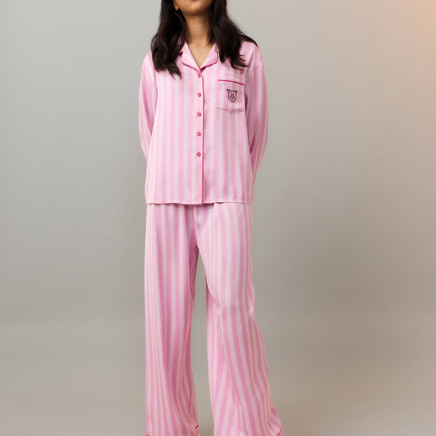 Girls Percy Pig Satin Pyjamas (3-16 Yrs) - 9-10 Years - Pink Mix