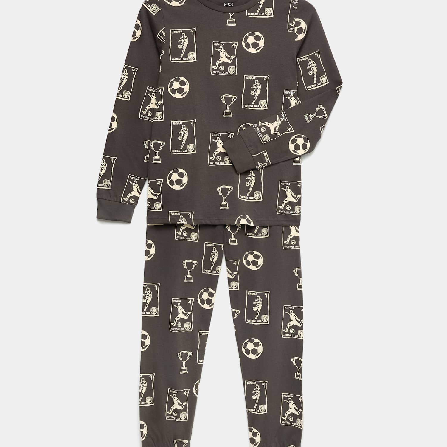 M&S Boys Pure Cotton Football Print Pyjama Set (1-16 Yrs) - 3-4 Years - Green Mix