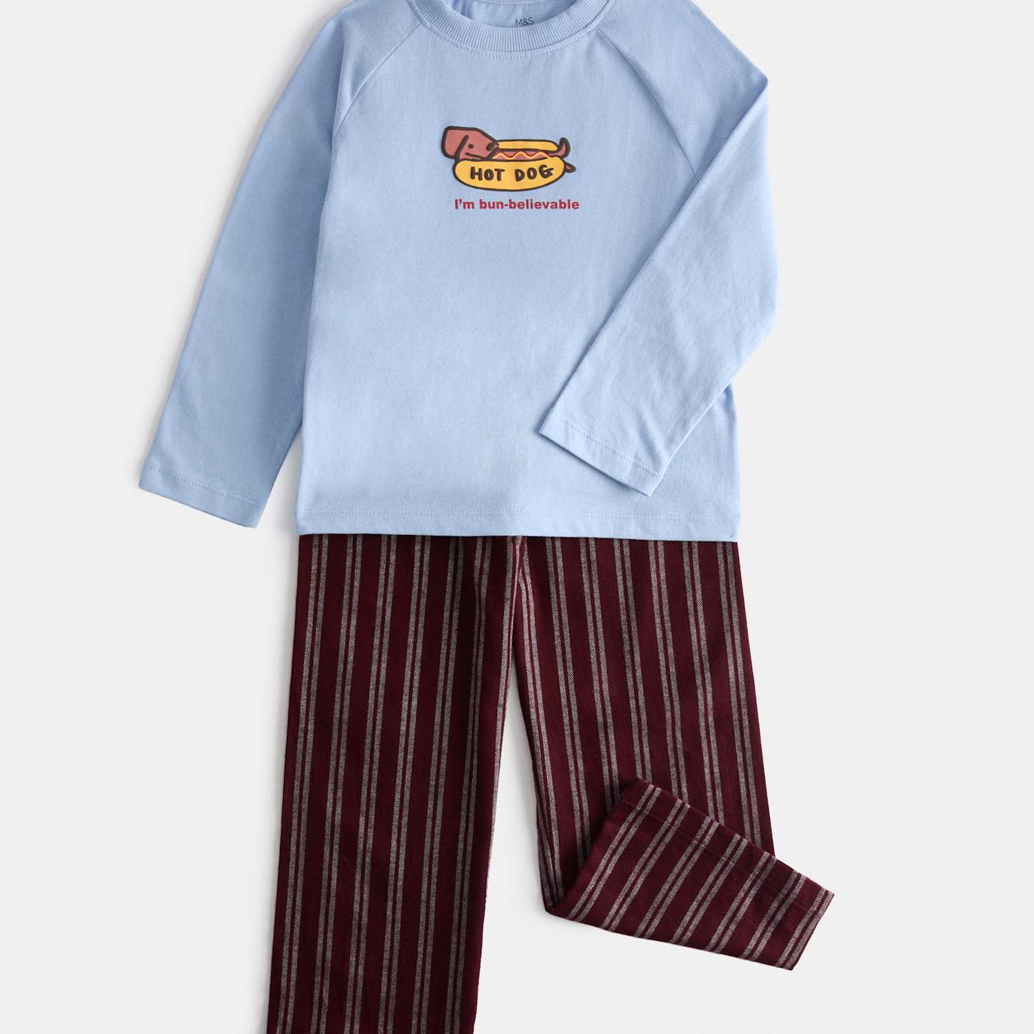 M&S Boys Pure Cotton Hot Dog Graphic Pyjamas (1-8 Yrs) - 4-5 Years - Blue Mix