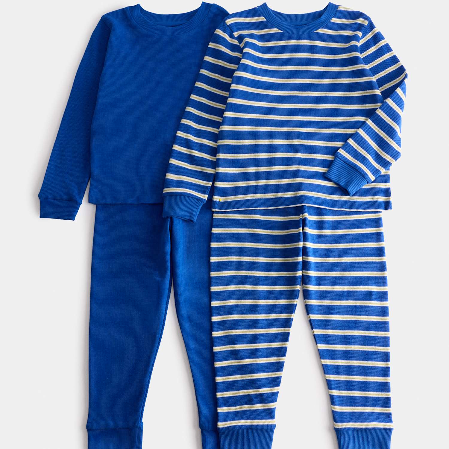 M&S Boys 2 Pack Pure Cotton Waffle Pyjama Sets (1-8 Yrs) - 3-4 Years - Blue Mix
