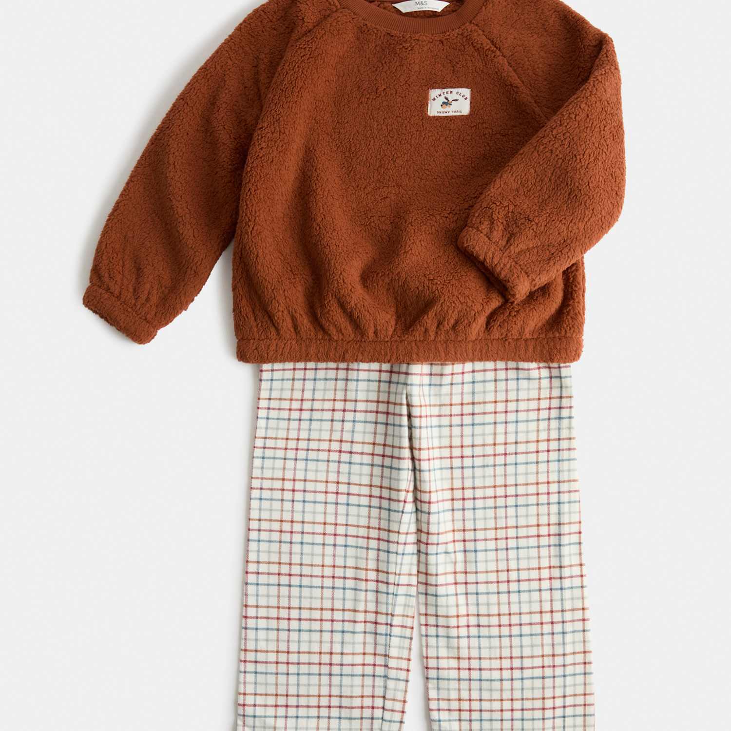 M&S Boys Woven Borg Pyjamas (1-8 Yrs) - 7-8 Years - Rust
