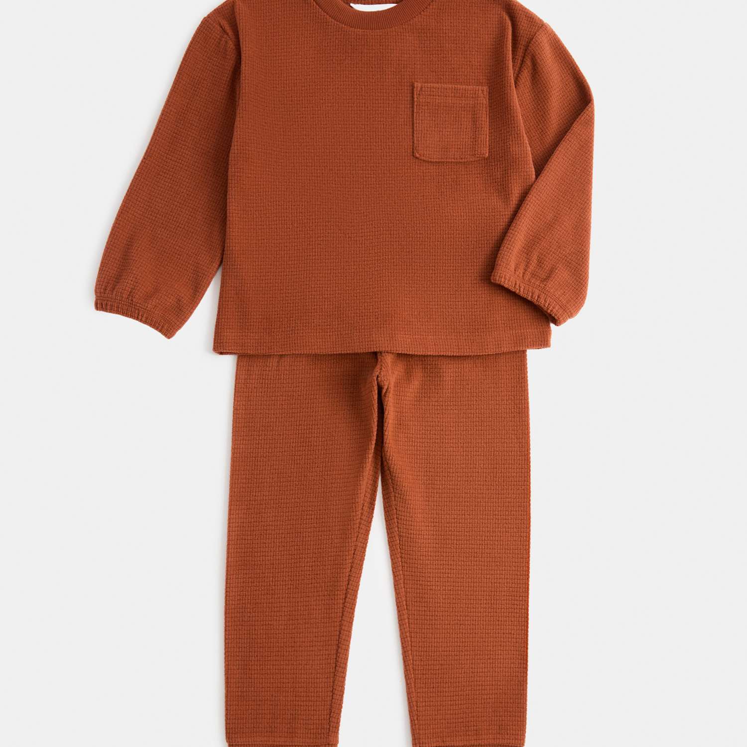 M&S Boys Fleece Cosy Pyjamas (1-8 Yrs) - 7-8 Years - Rust