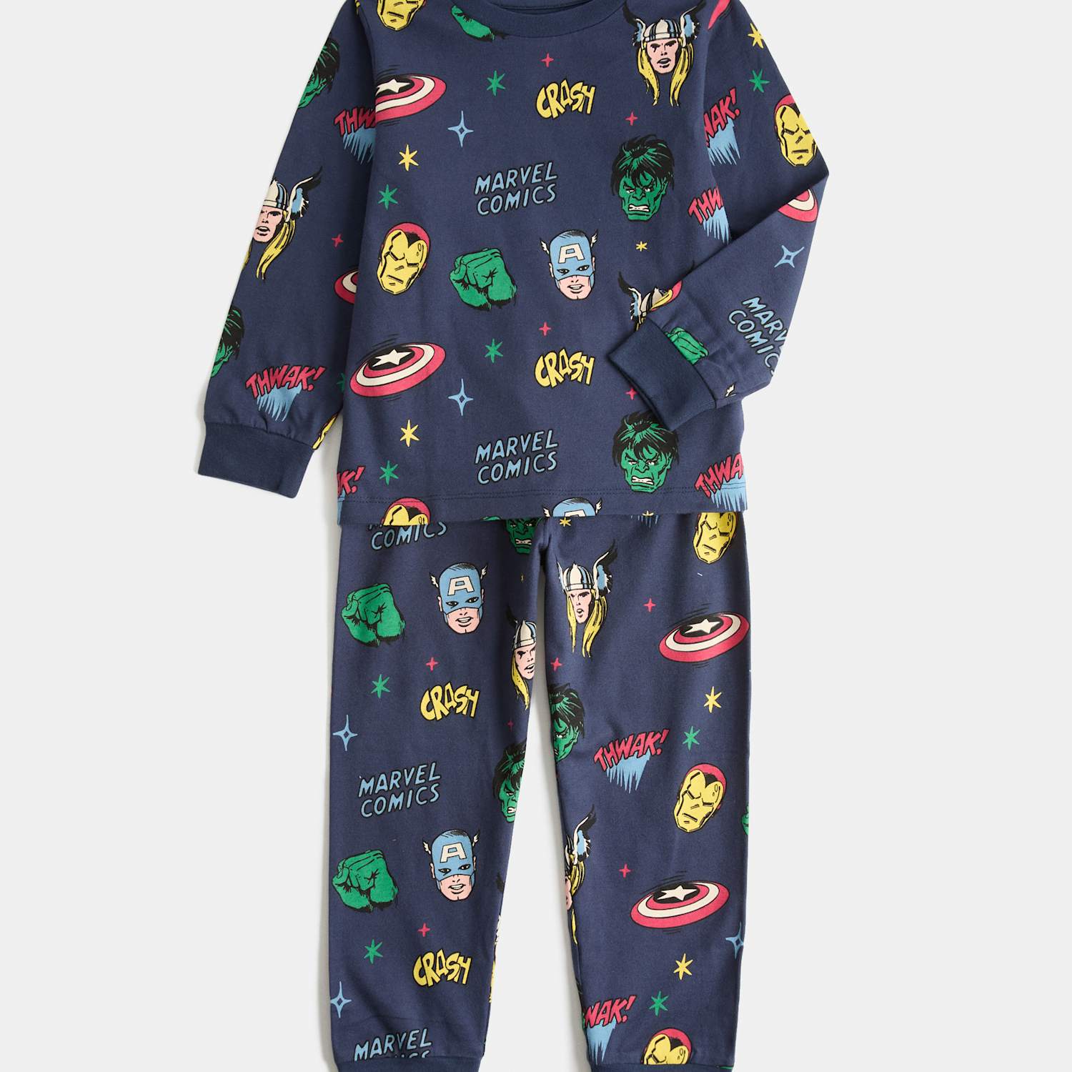 M&S Boys Marvel Pyjamas (3-12 Yrs) - 10-11 Years - Blue Mix