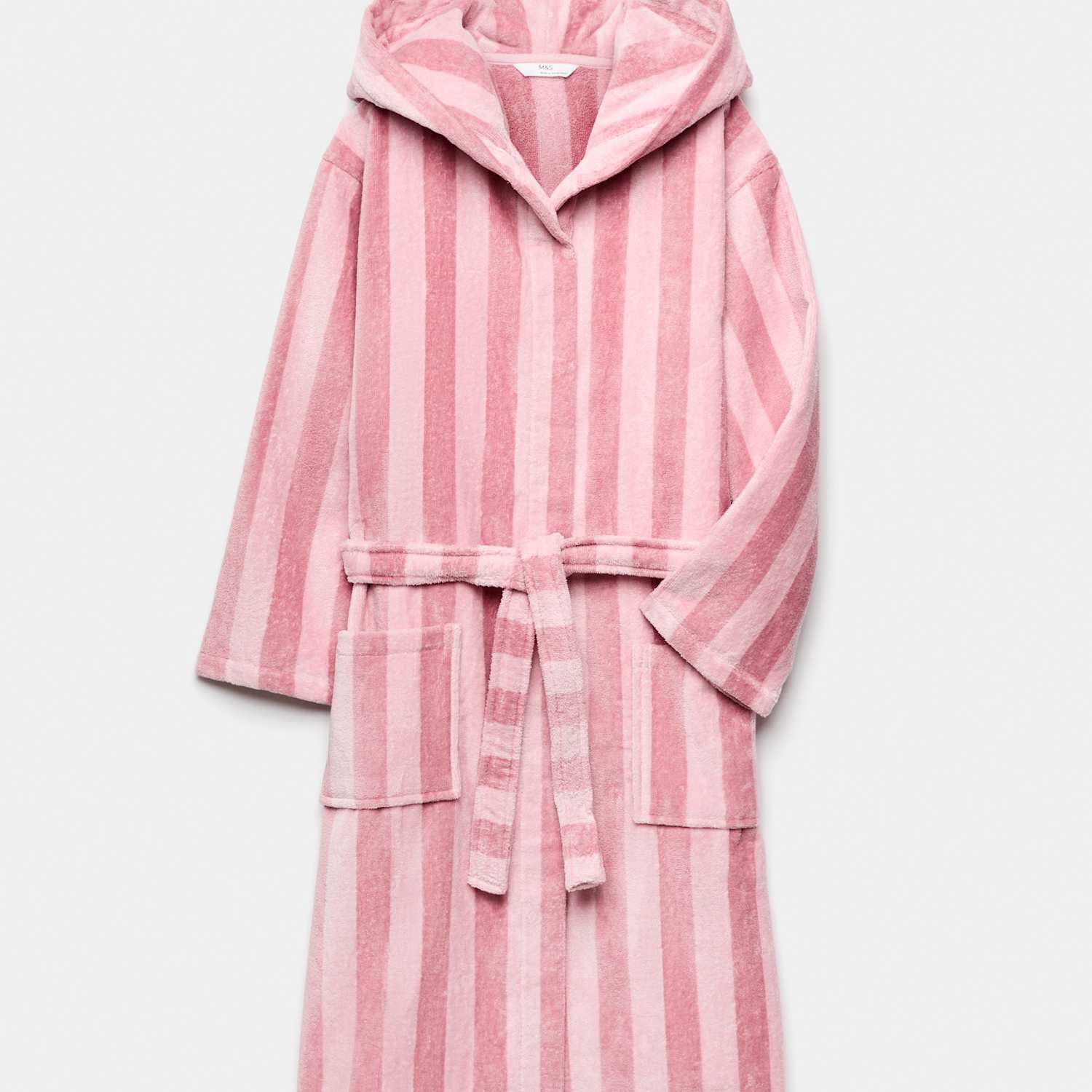 M&S Girls Pure Cotton Striped Robe (9 Mths - 10 Yrs) - 5-6 Years - Pink Mix