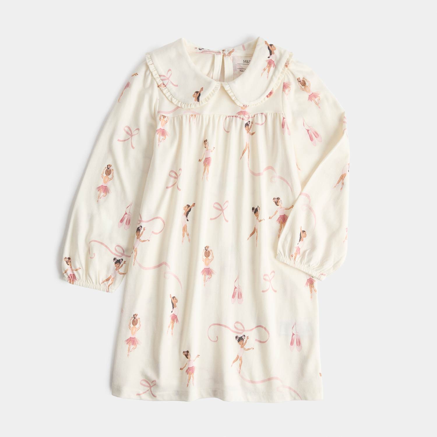 M&S Girls Cotton Blend Ballerina Nightdress (1-8 Yrs) - 3-4 Years - Ivory Mix