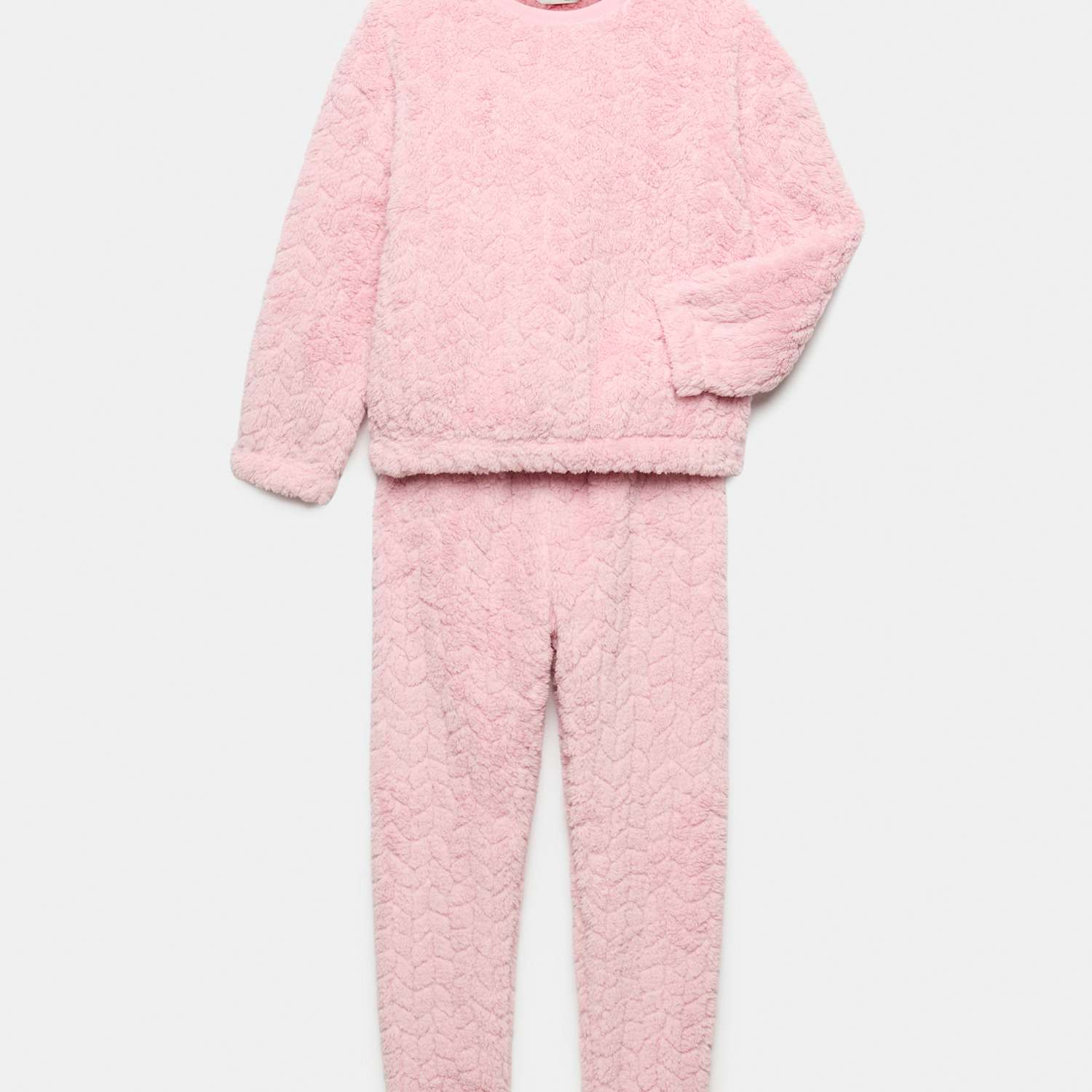 M&S Girls Fleece Cosy Lounge Pyjama Set (1-16 Yrs) - 3-4 Years - Pink Mix