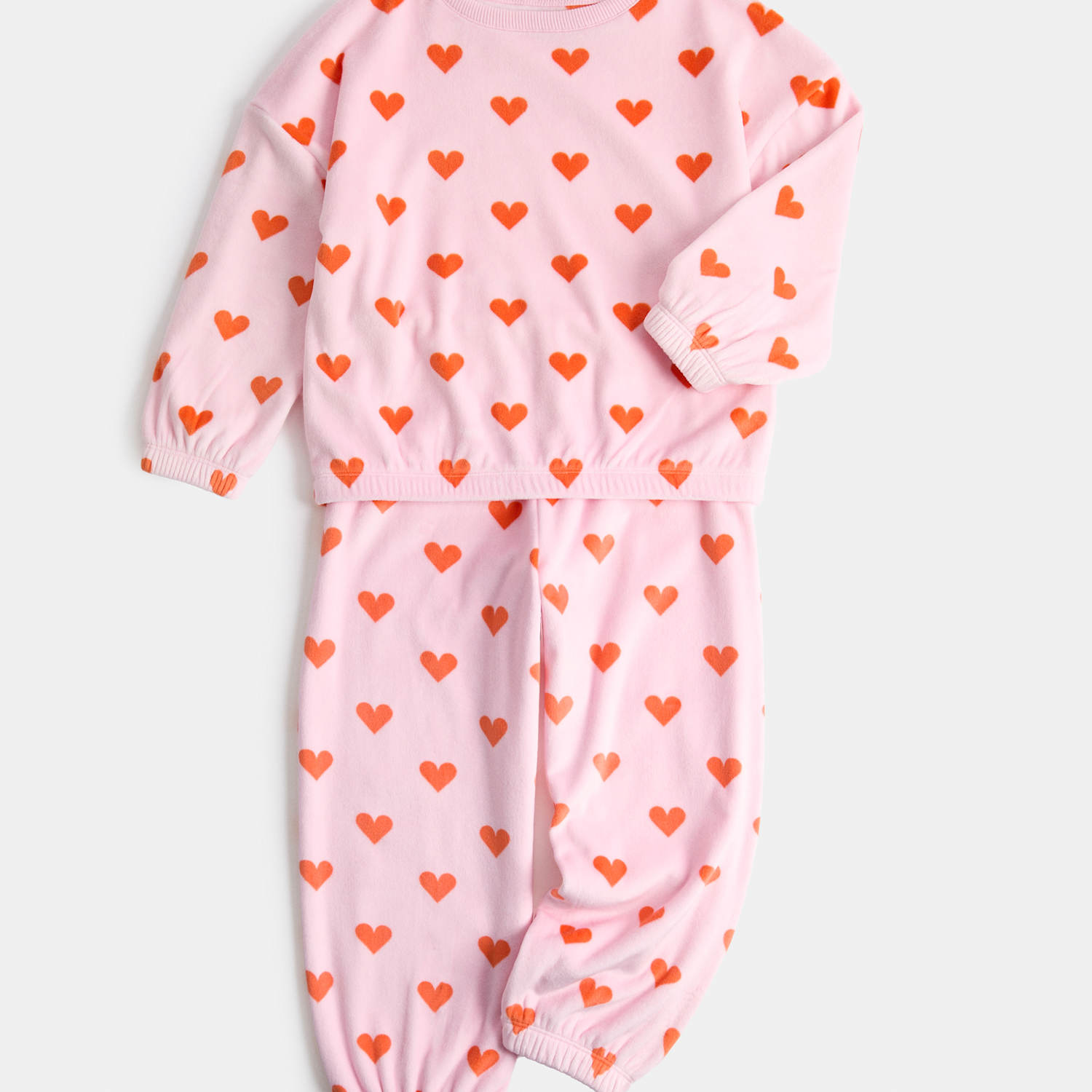 M&S Girls Velour Heart Print Pyjamas (1-8 Yrs) - 4-5 Years - Pink Mix