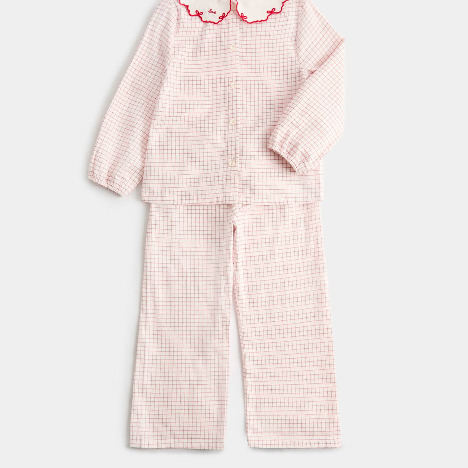 M&S Girls Pure Cotton Gingham Dog Print Revere Pyjama Set (1-8 Yrs) - 7-8 Years - Red Mix