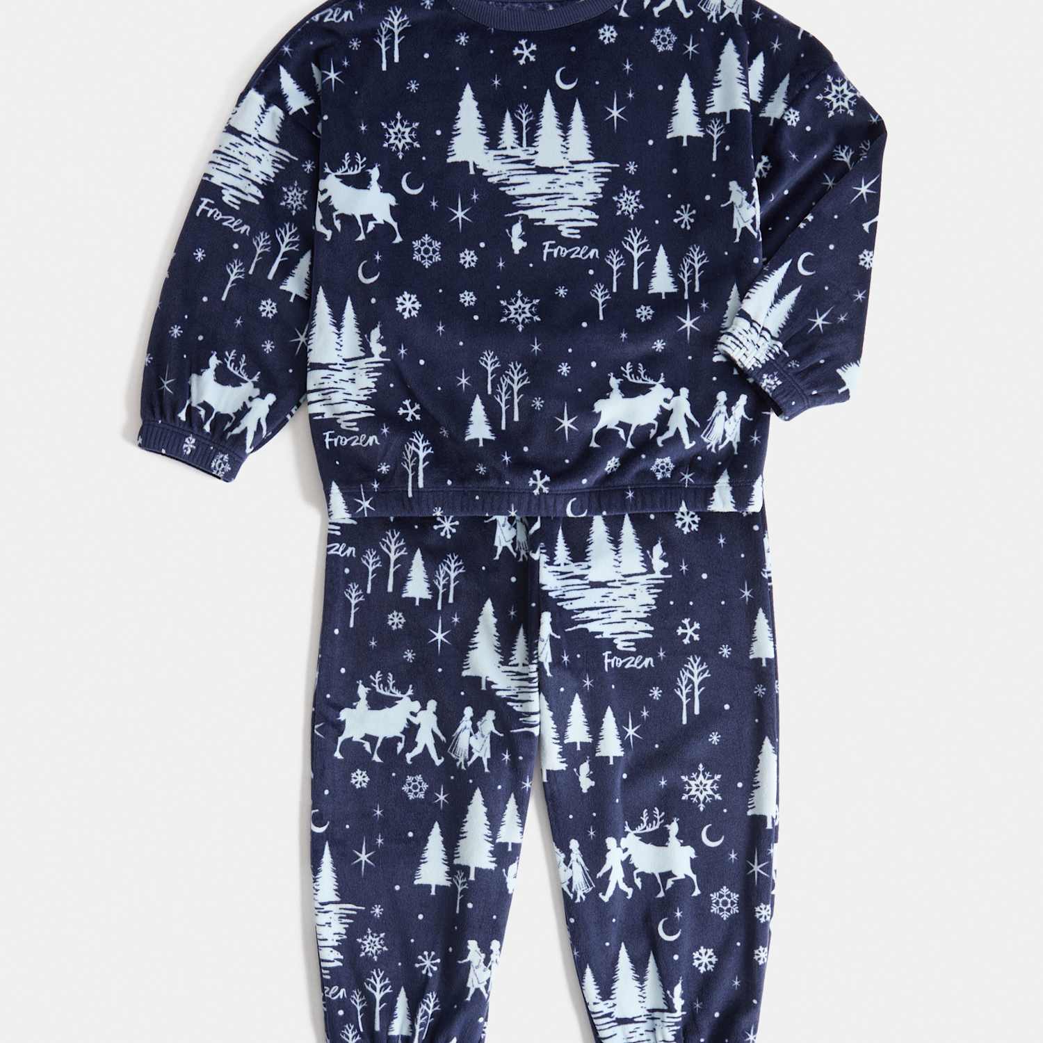 M&S Girls Frozen Velour Pyjamas (1-8 Yrs) - 2-3 Years - Navy Mix