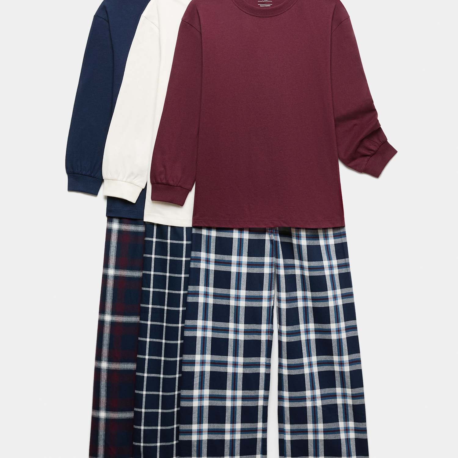M&S Boys Checked 3 Pack Cotton Pyjama Set - 10-11 Years - Red Mix