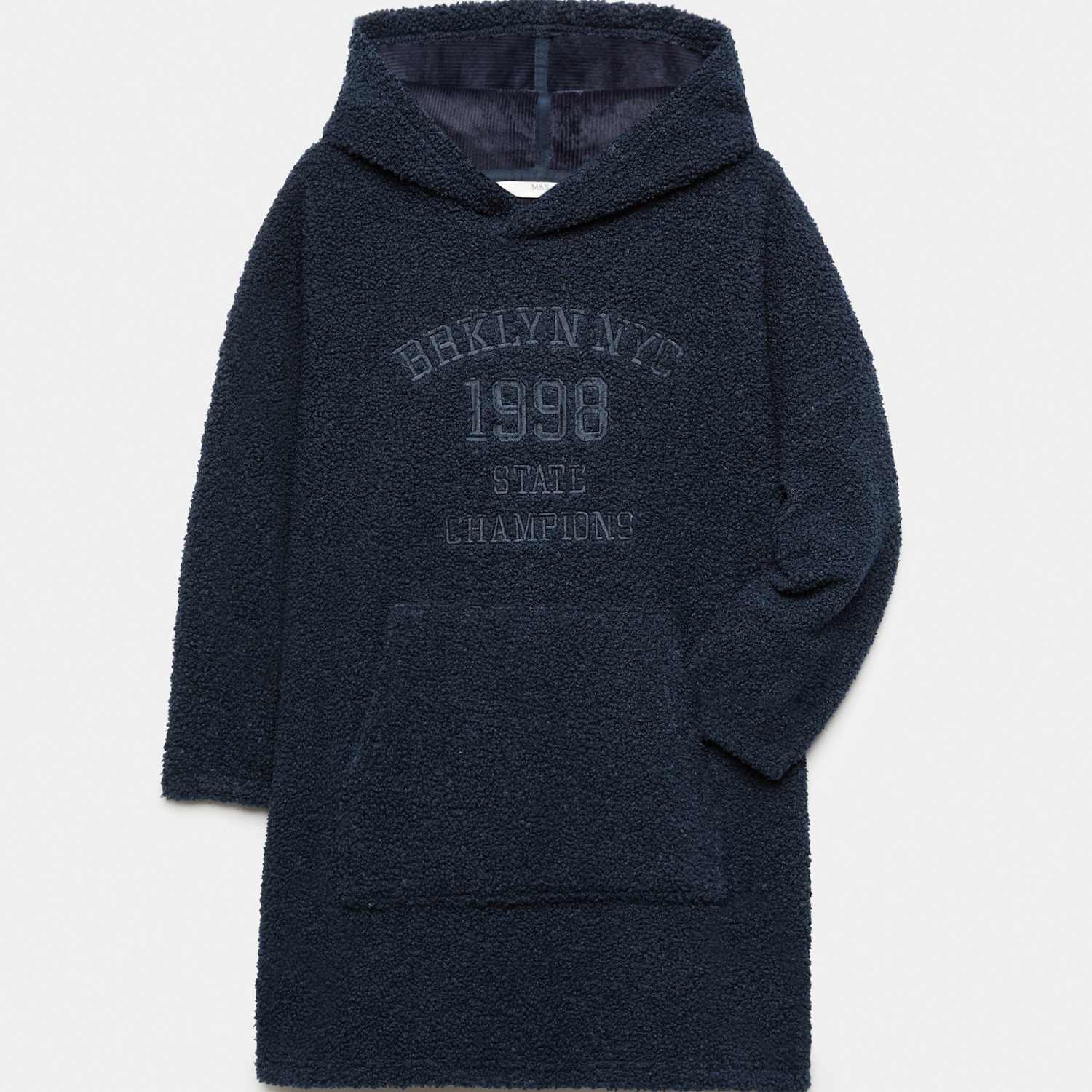 M&S Boys Borg Oversized Hoodie (6-16 Yrs) - 15-16 Years - Navy