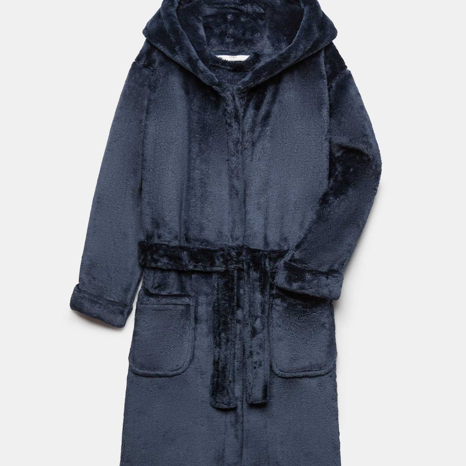 M&S Boys Fleece Plain Dressing Gown (1-16 Yrs) - 2-3 Years - Navy