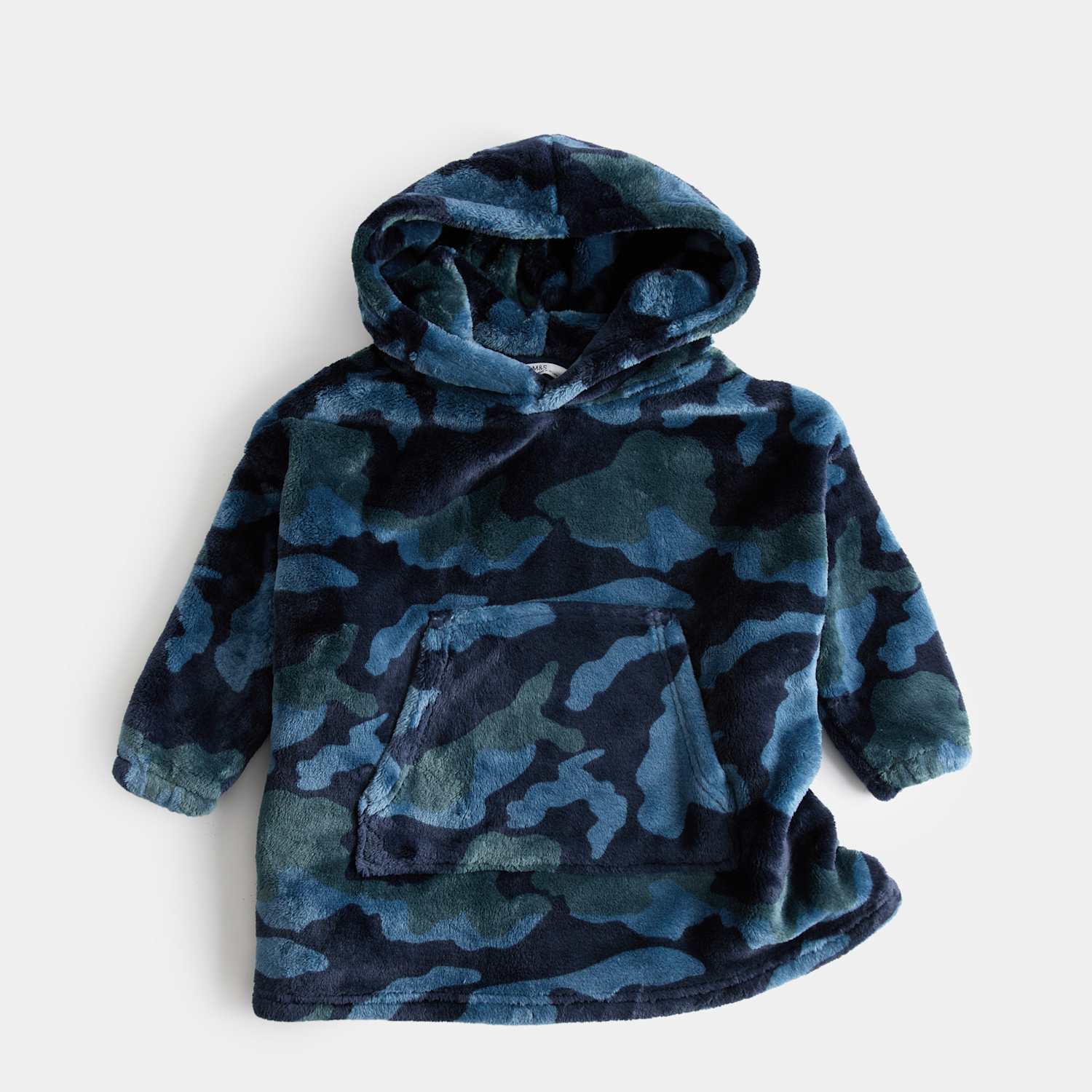 M&S Boys Fleece Camouflage Hoodie (3-16 Yrs) - 7-8 Years - Green Mix