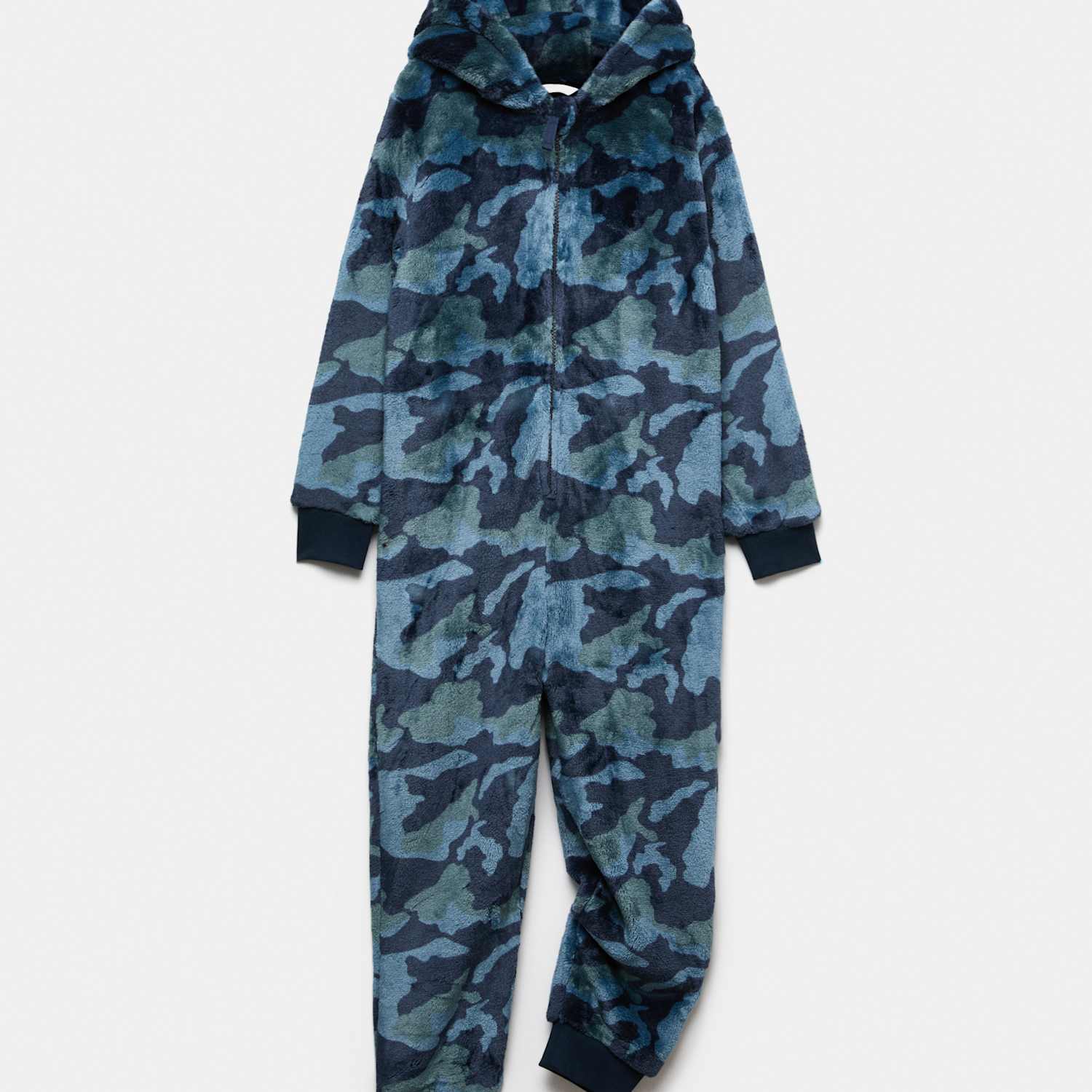 M&S Boys Fleece Camouflage Onesie (3-16 Yrs) - 5-6 Years - Green Mix